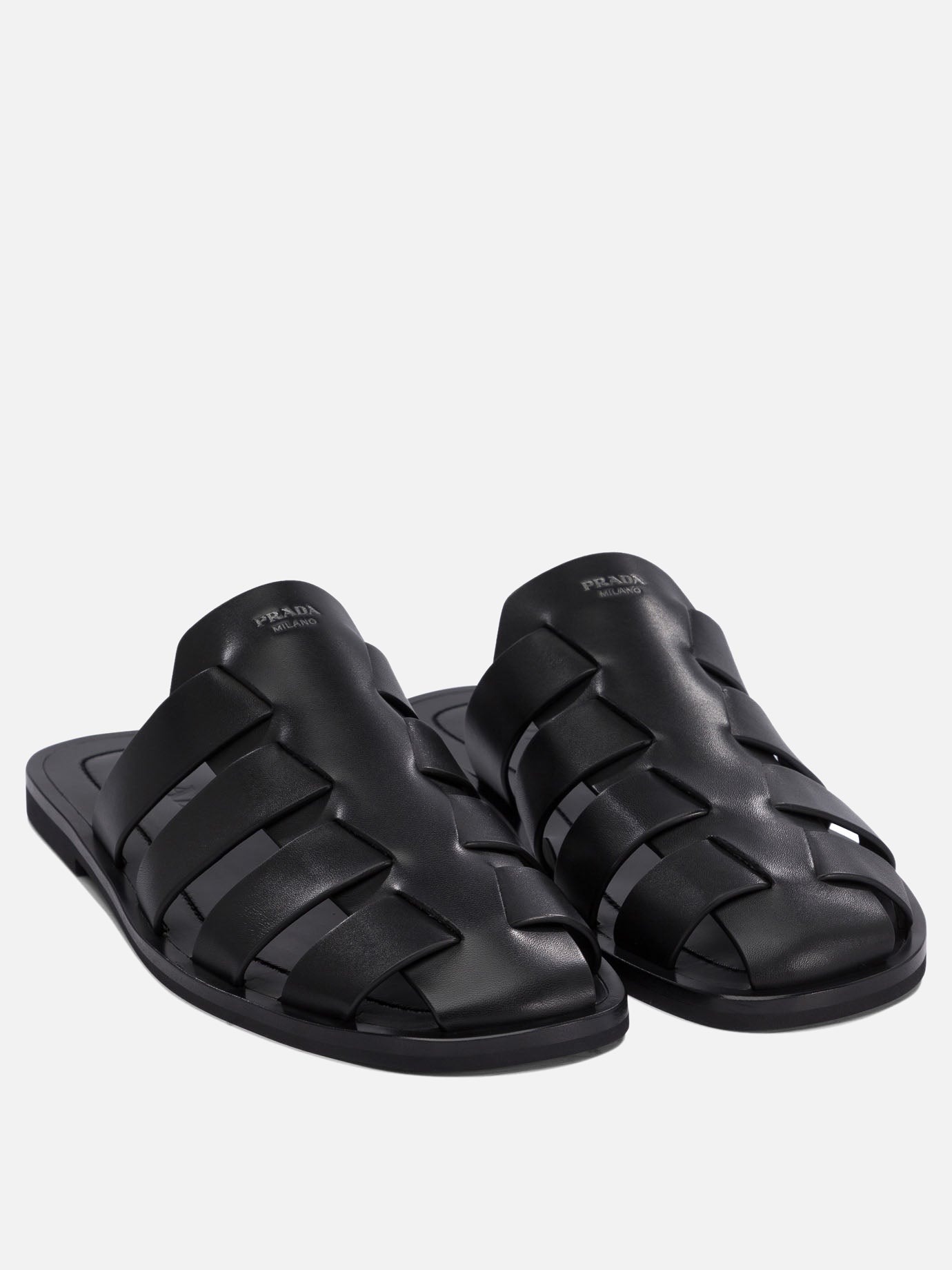 Prada Leather caged sabot 17078201_6 Black thumbnail_2
