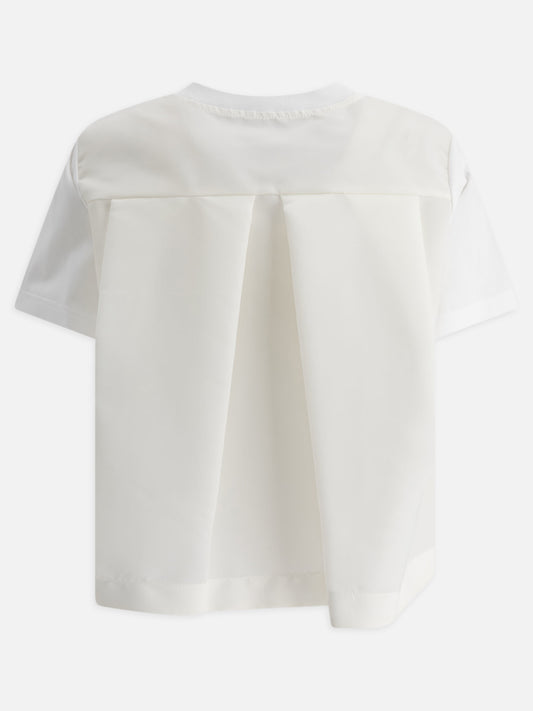 Sacai Cotton jersey and nylon twill T-shirt 19649063_2 White 2