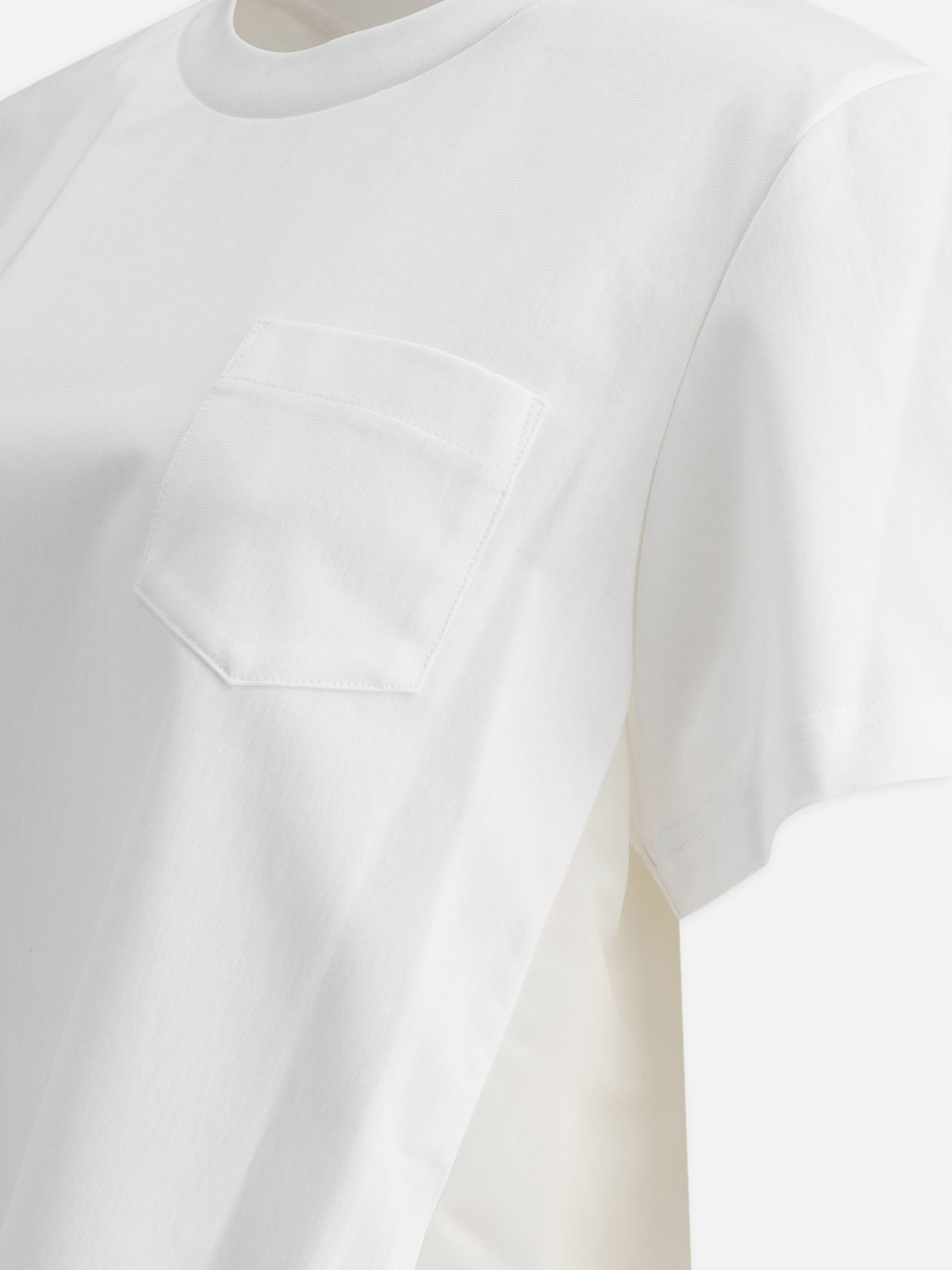 Sacai Cotton jersey and nylon twill T-shirt 19649063_2 White thumbnail_4