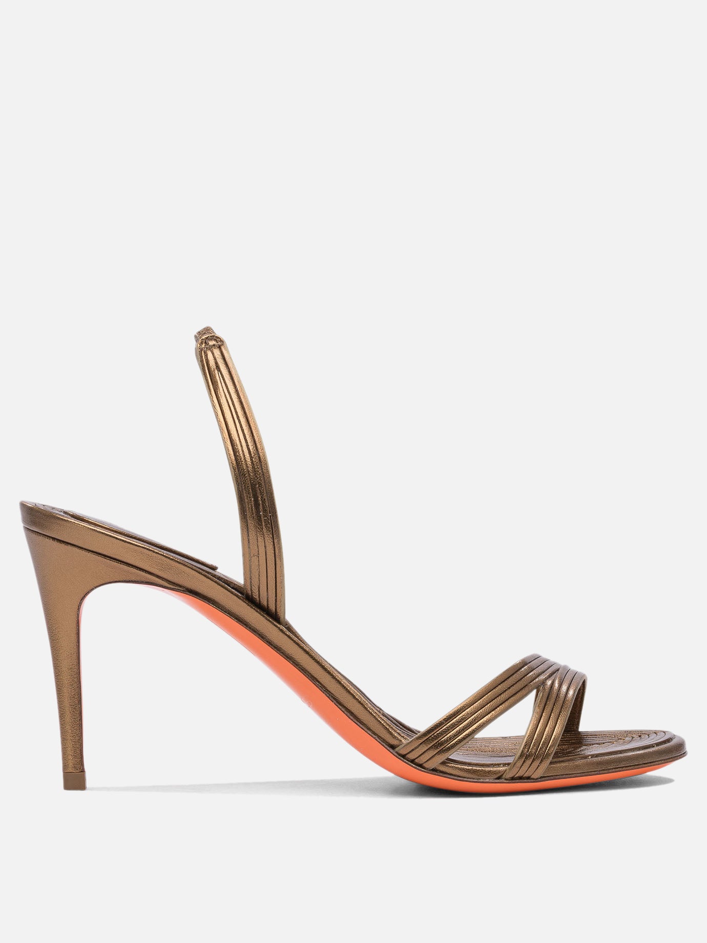 Heeled sandals 100% leather - 100% leather  Gold - Santoni Women | PDP | VIETTI Online Store | Zoom-Modal
