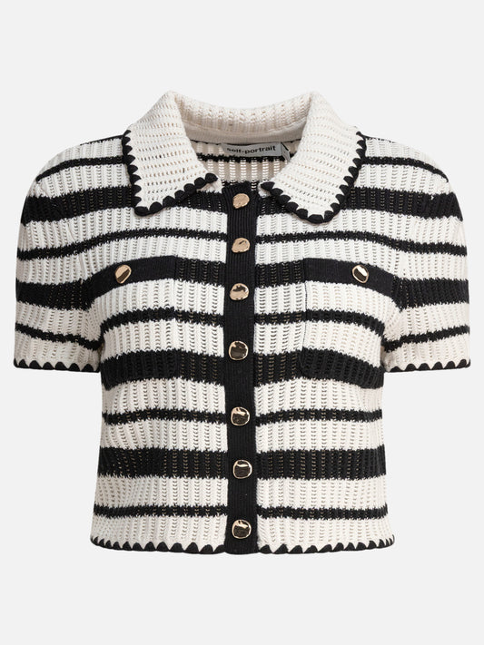 Polo sweater Striped  White - Self-portrait Women | PDP | VIETTI Online Store 
