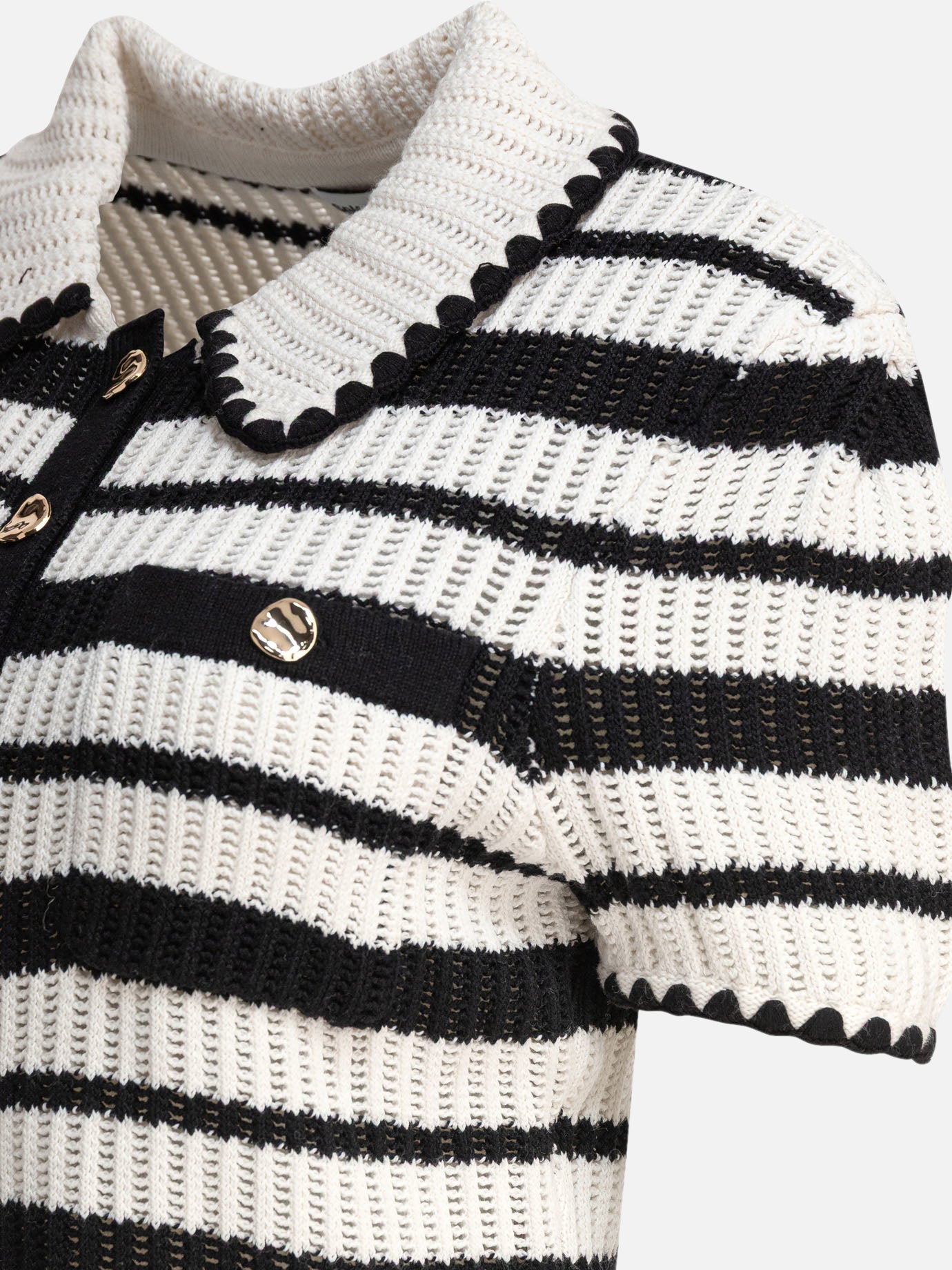 Polo sweater Striped  White - Self-portrait Women | PDP | VIETTI Online Store | thumbnail_4