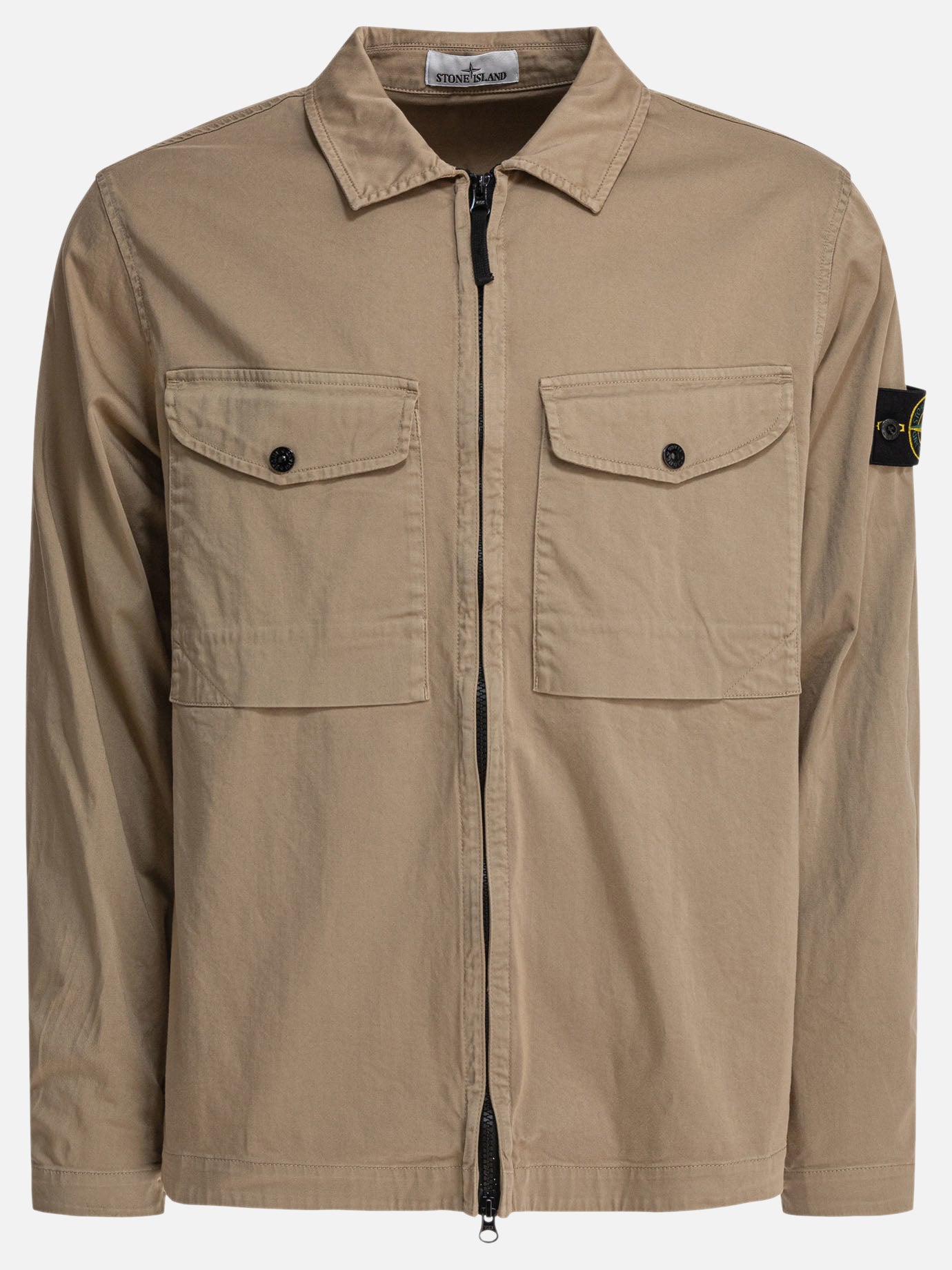 Stone Island Organic cotton satin overshirt 10222827_M Beige thumbnail_1