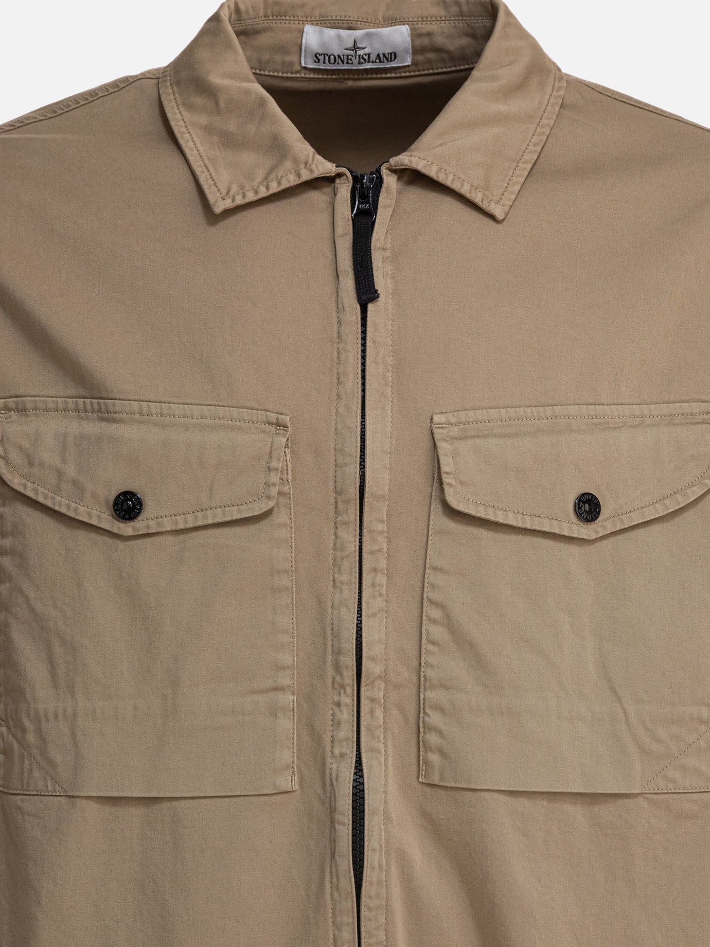 Stone Island Organic cotton satin overshirt 10222827_M Beige thumbnail_3