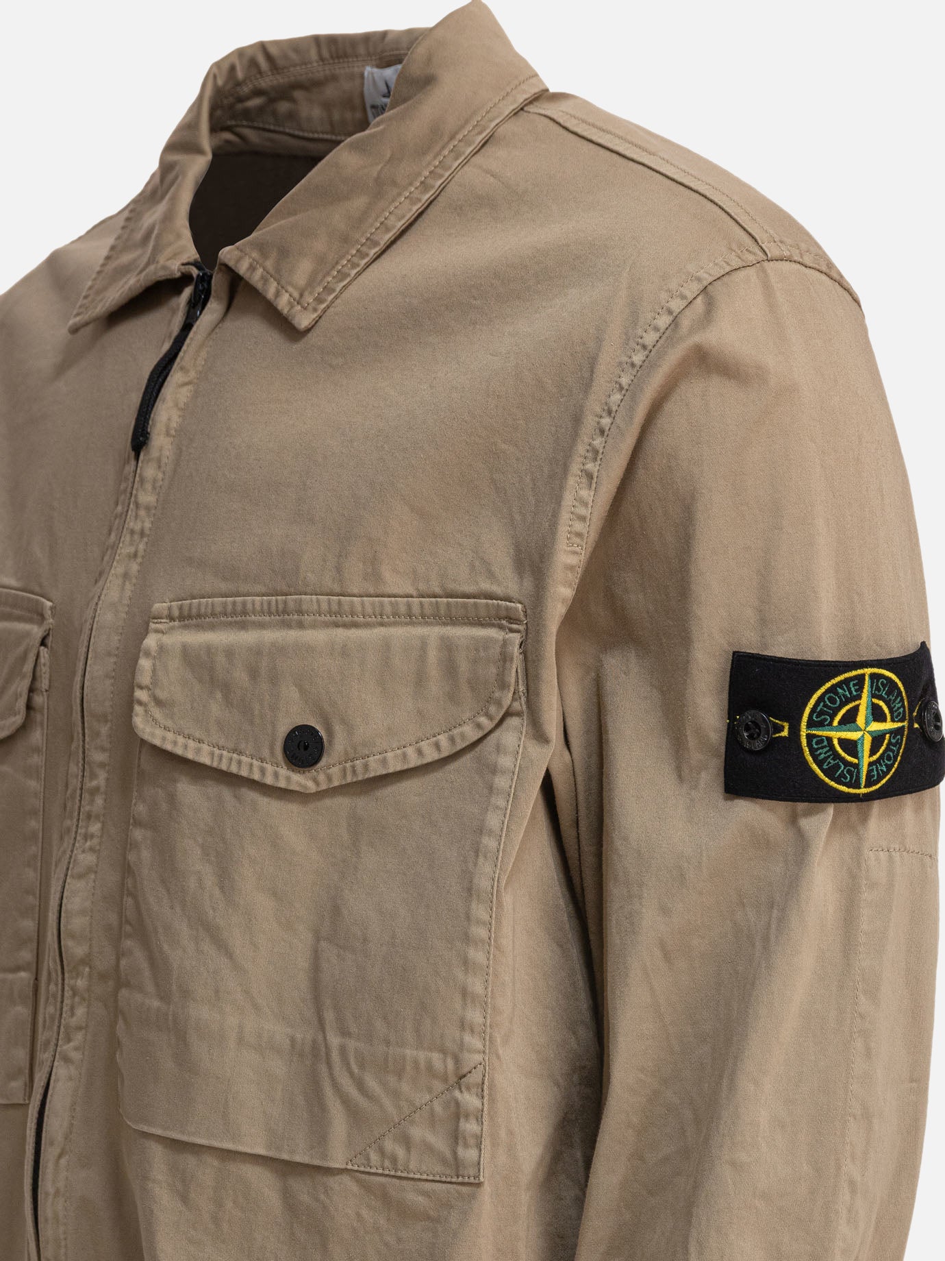 Stone Island Organic cotton satin overshirt 10222827_M Beige thumbnail_4