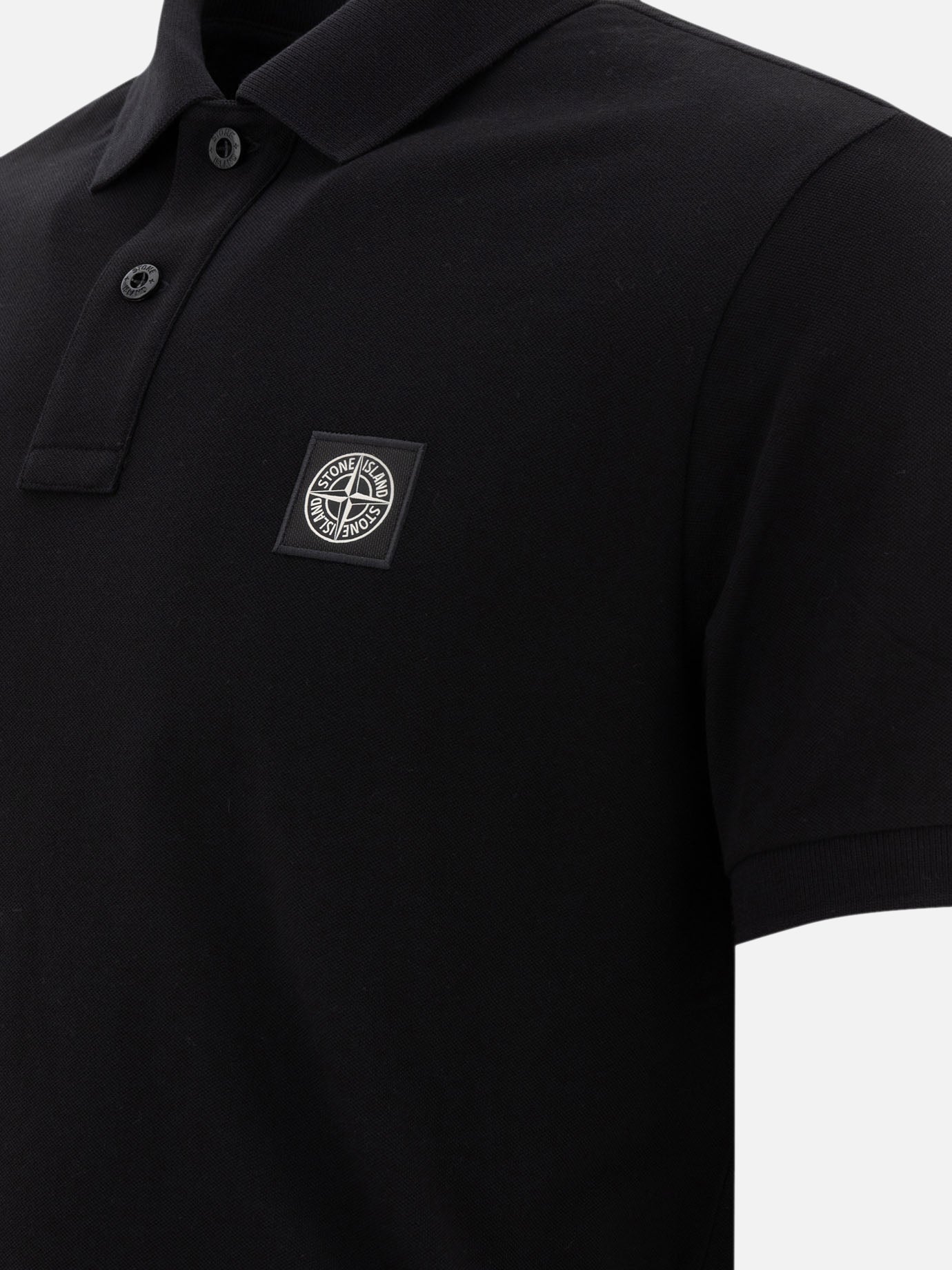 Stone Island Organic cotton and pique polo shirt Black