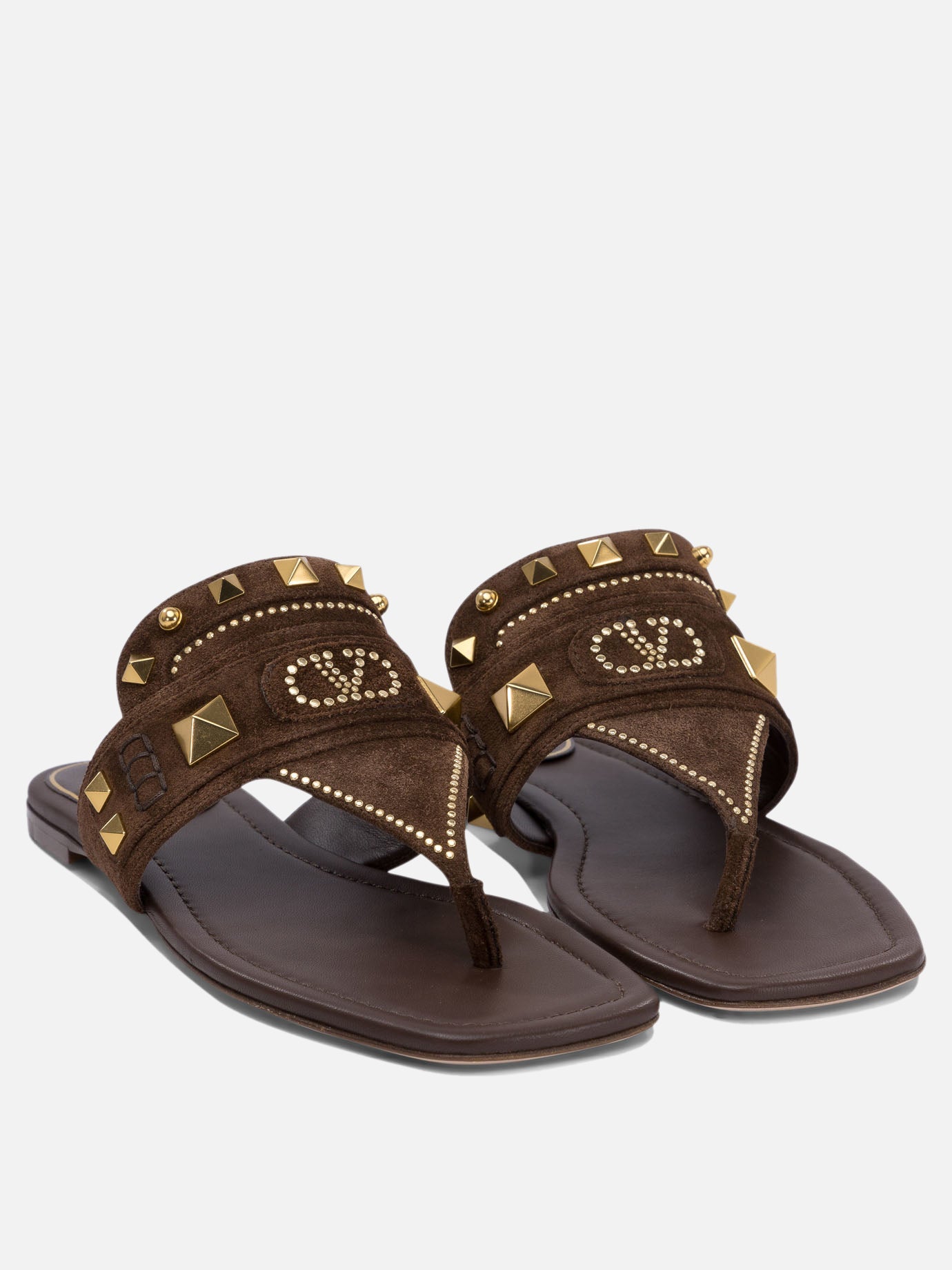 Flat sandals 100% leather - 100% leather  Brown - Valentino Garavani Women | PDP | VIETTI Online Store | thumbnail_2