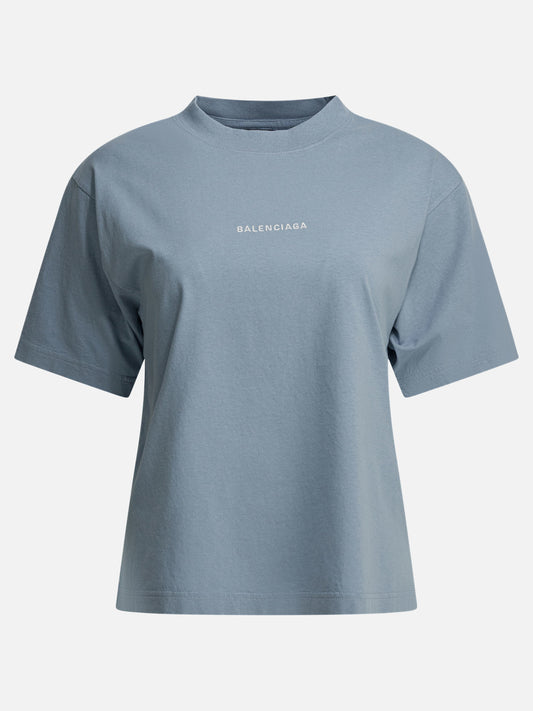 Crewneck t-shirts Logo  Light blue - Balenciaga Women | PDP | VIETTI Online Store 
