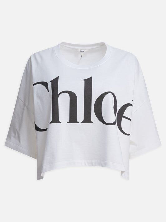Crewneck t-shirts Logo  White - Chloé Women | PLP | VIETTI Online Store 
