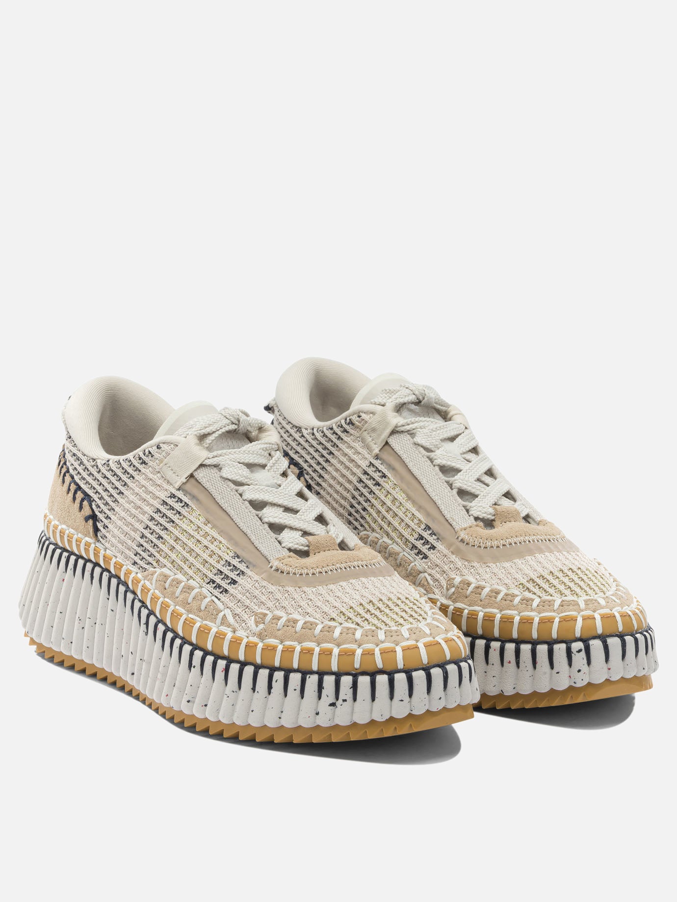 Low top sneakers 100% polyester - 100% calf leather  Beige - Chloé Women | PDP | VIETTI Online Store | Zoom-Modal_2
