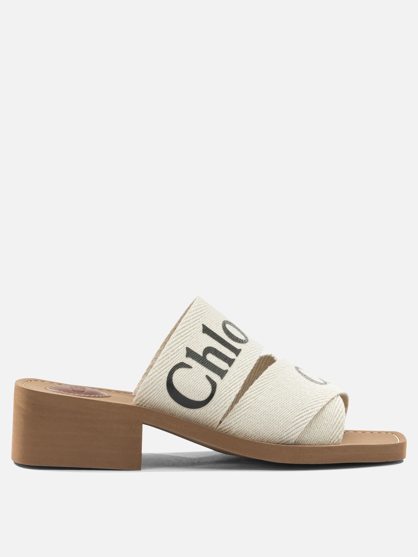 Heeled sandals 90% linen 10% polyester - 100% ethylene vinyl acetate  White - Chloé Women | PDP | VIETTI Online Store | thumbnail