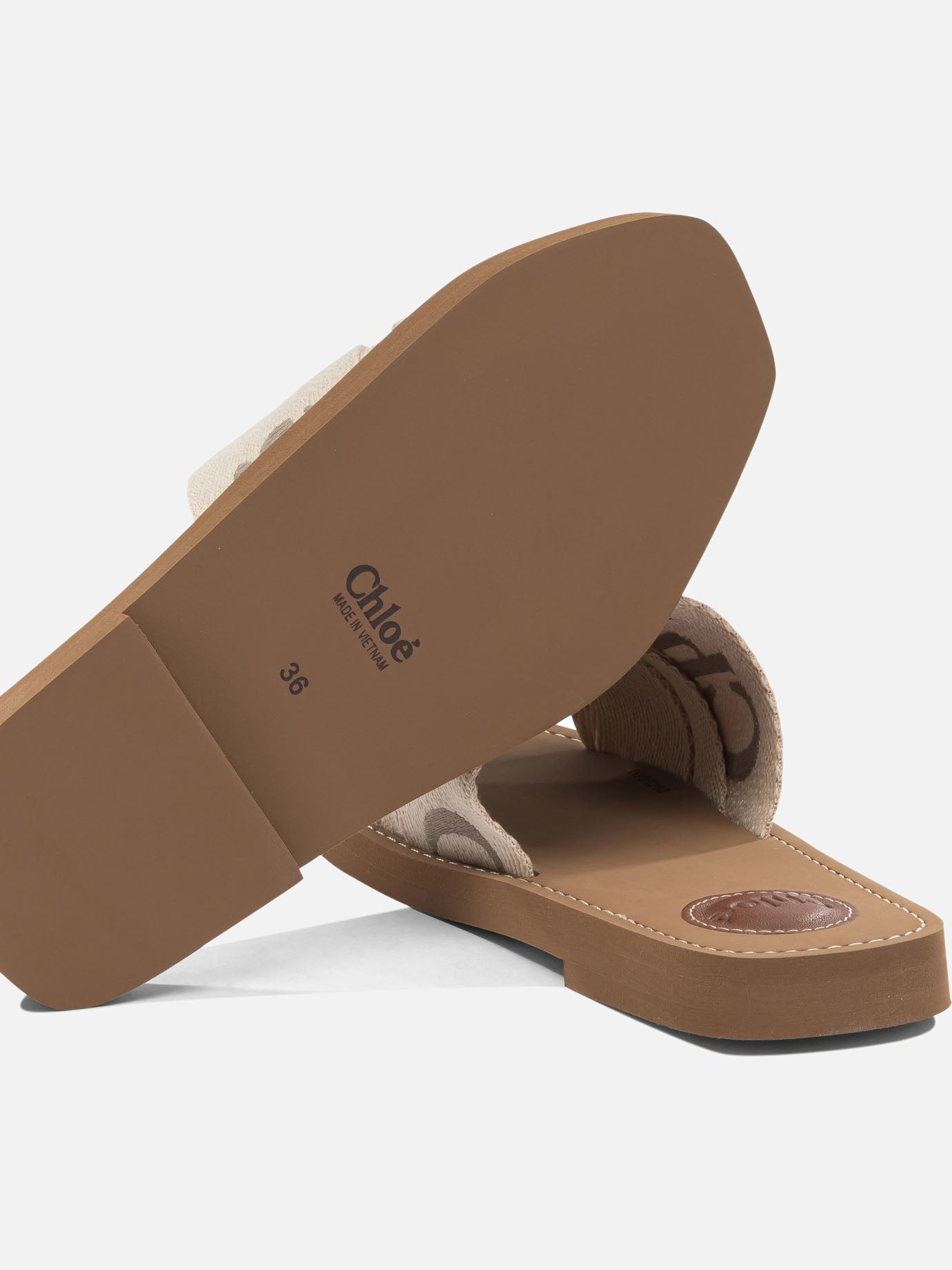 Flat sandals 90% linen 10% polyester - 100% ethylene vinyl acetate  Beige - Chloé Women | PDP | VIETTI Online Store | Zoom-Modal_5
