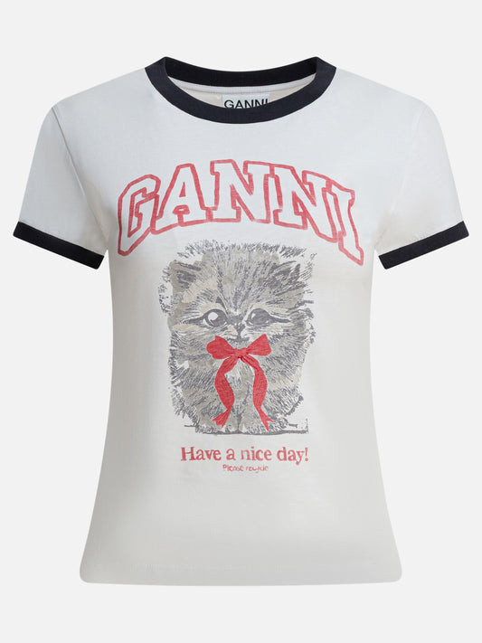 Crewneck t-shirts Logo  White - Ganni Women | PDP | VIETTI Online Store 
