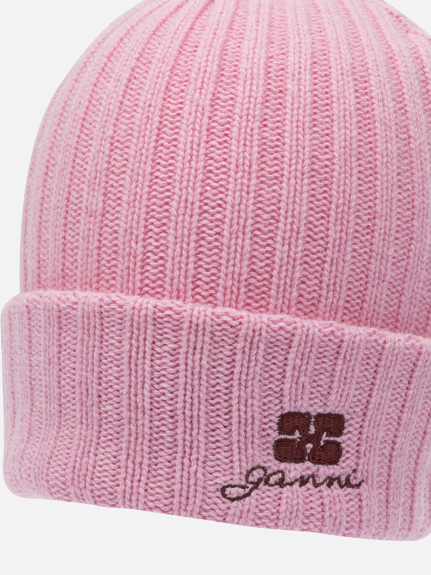 Beanies 60% wool 20% viscose 20% recycled cotton  Pink - Ganni Women | PDP | VIETTI Online Store | Zoom-Modal_4

