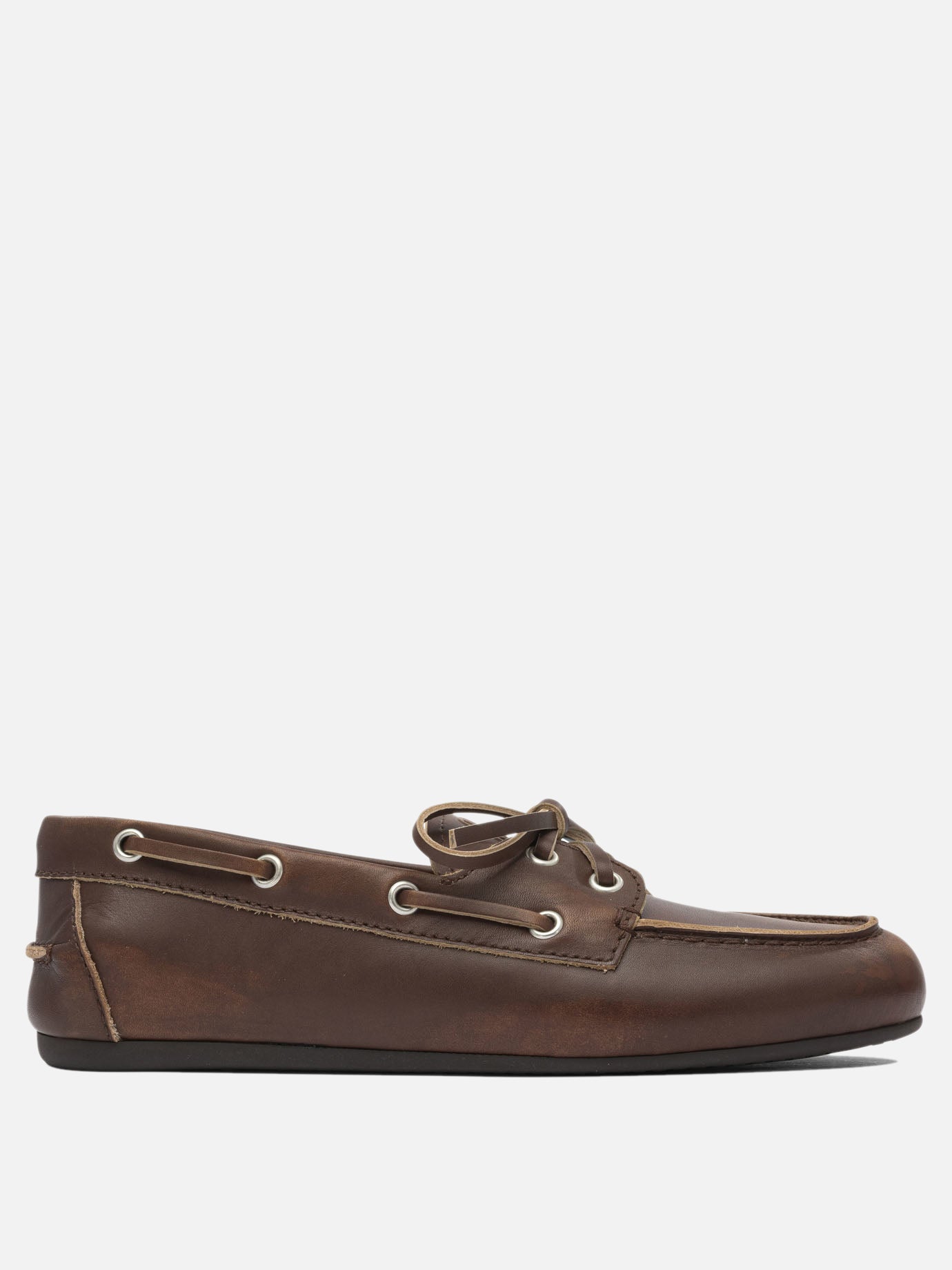 Laced loafers 100% calf leather - 100% rubber  Brown - Miu Miu Women | PDP | VIETTI Online Store | thumbnail