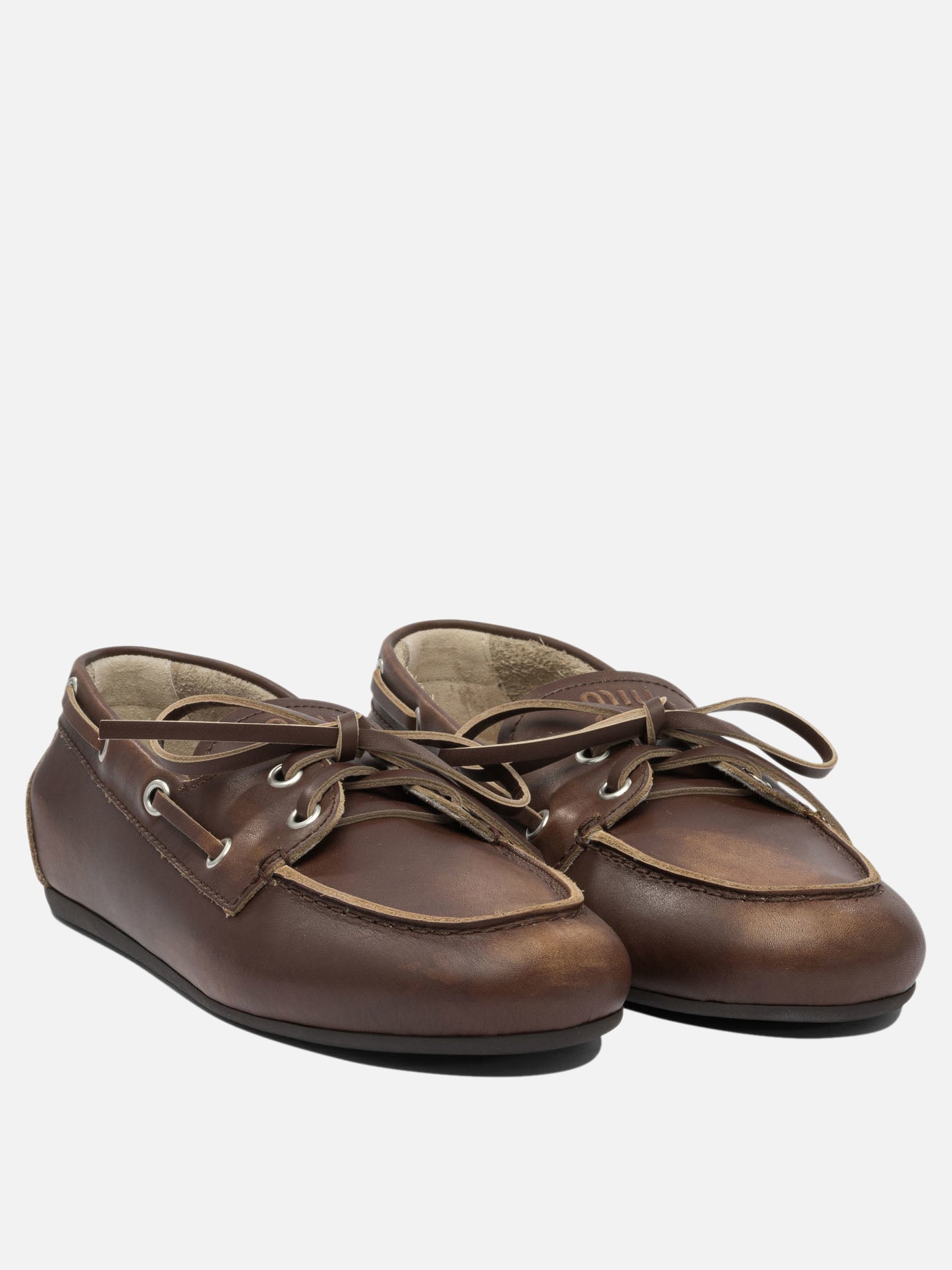 Laced loafers 100% calf leather - 100% rubber  Brown - Miu Miu Women | PDP | VIETTI Online Store | Zoom-Modal_2
