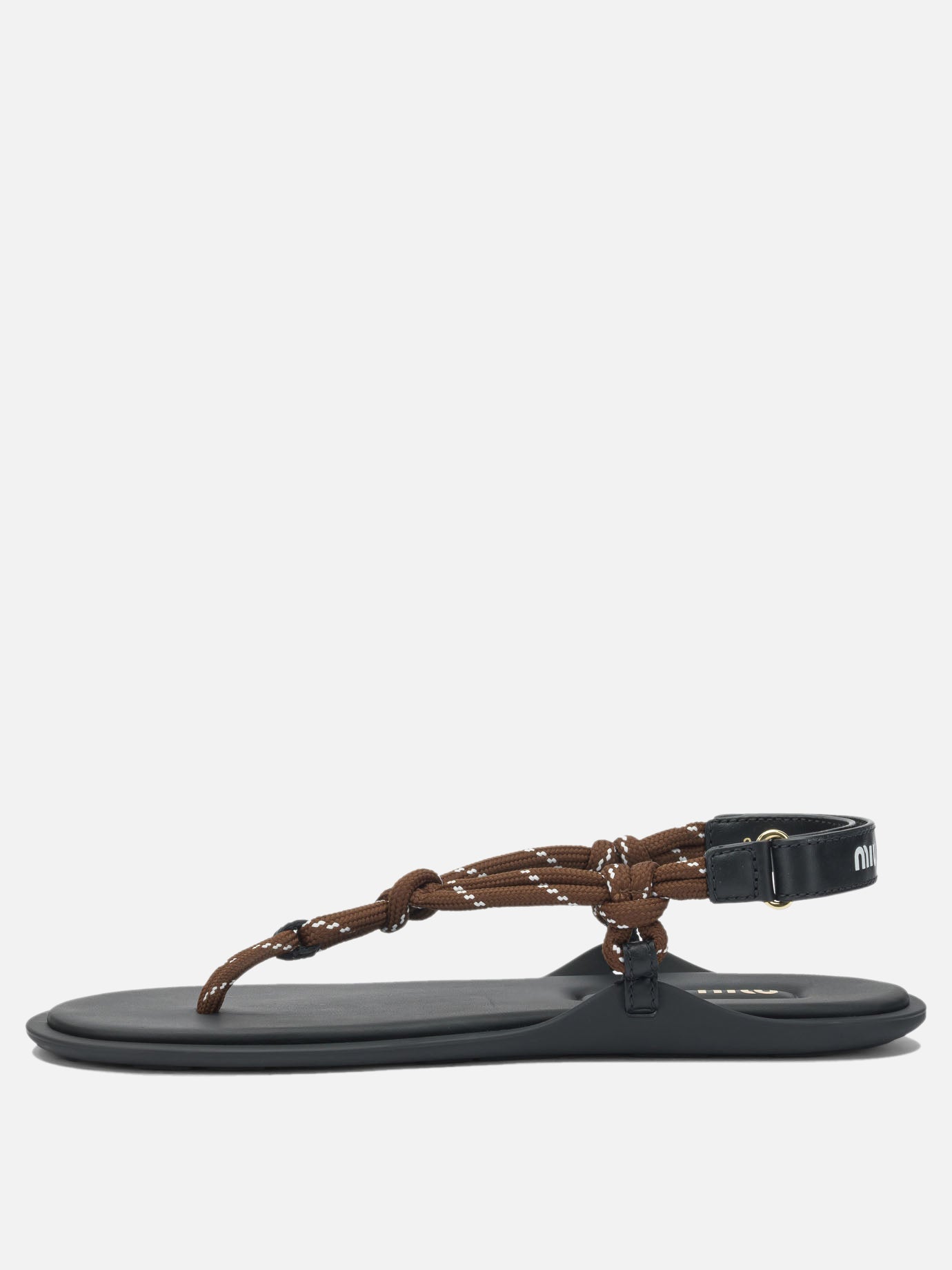 Flat sandals 100% polyester - 100% calf leather  Brown - Miu Miu Women | PDP | VIETTI Online Store | Zoom-Modal_3
