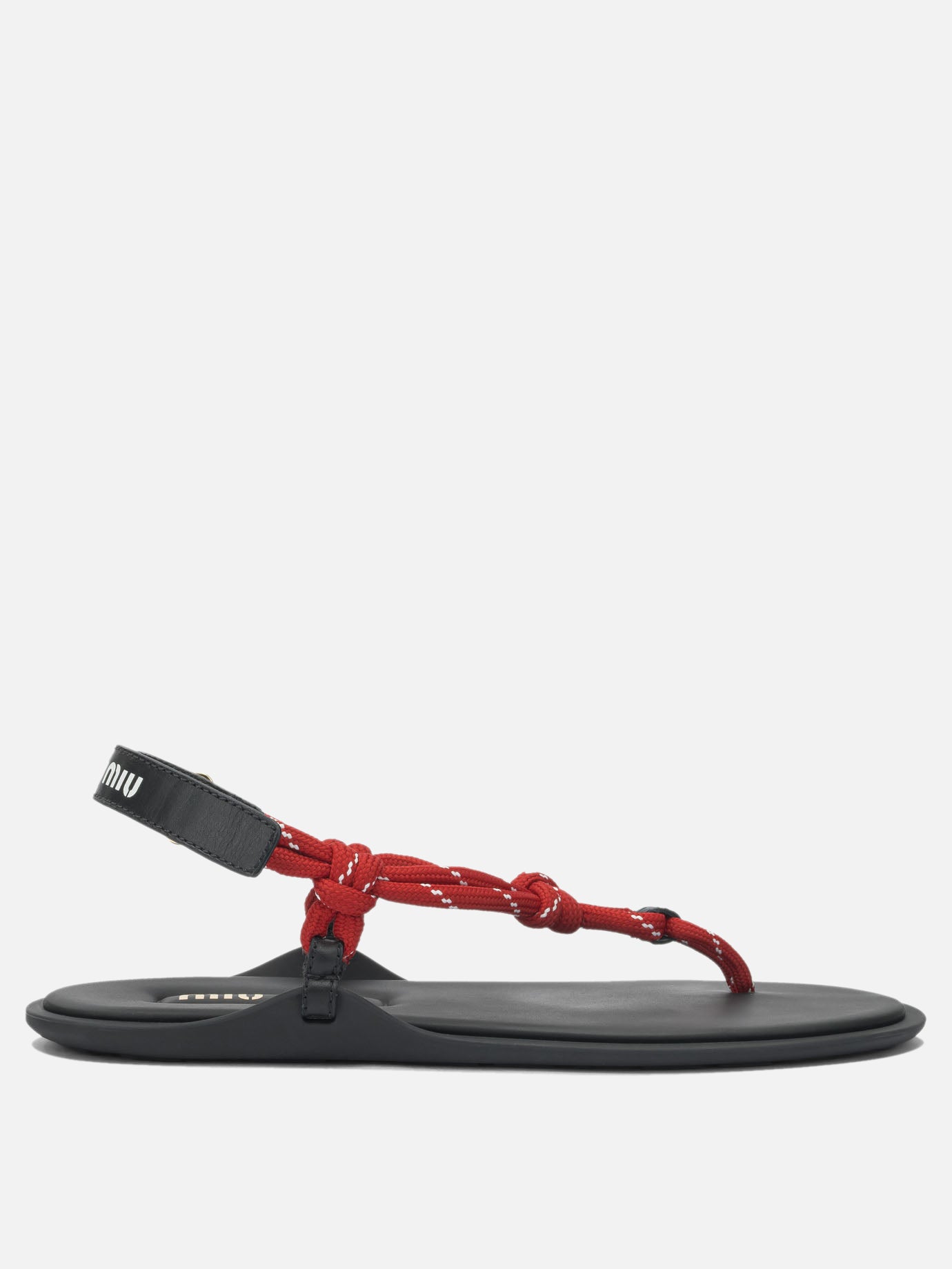 Flat sandals 100% polyester - 100% calf leather  Red - Miu Miu Women | PDP | VIETTI Online Store | thumbnail