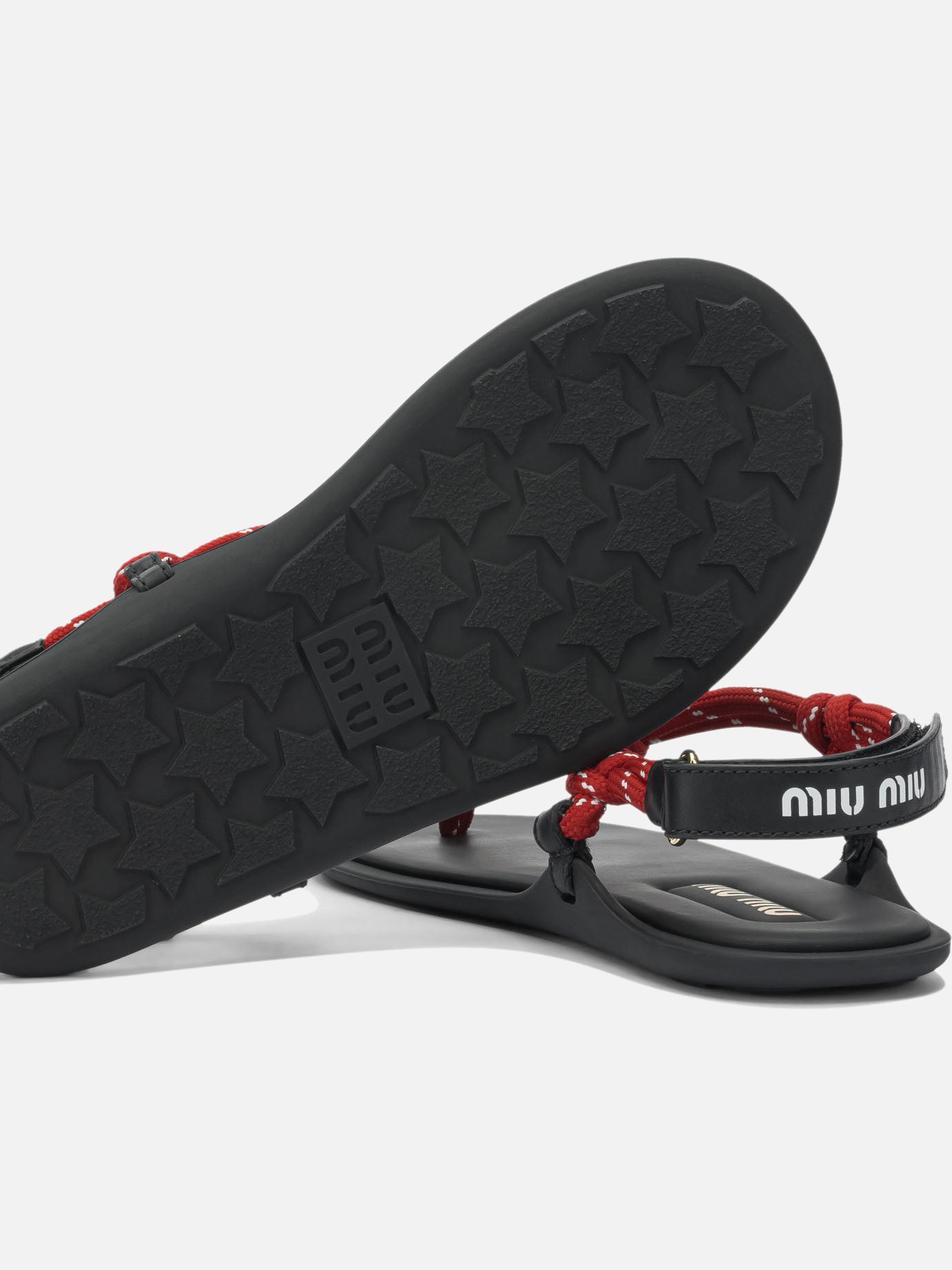 Flat sandals 100% polyester - 100% calf leather  Red - Miu Miu Women | PDP | VIETTI Online Store | Zoom-Modal_5
