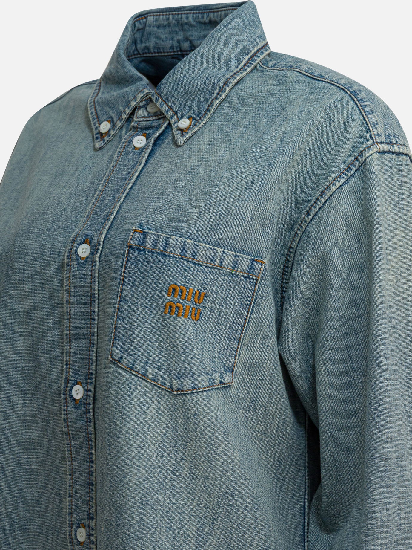 Casual shirts Logo  Light blue - Miu Miu Women | PDP | VIETTI Online Store | thumbnail_4