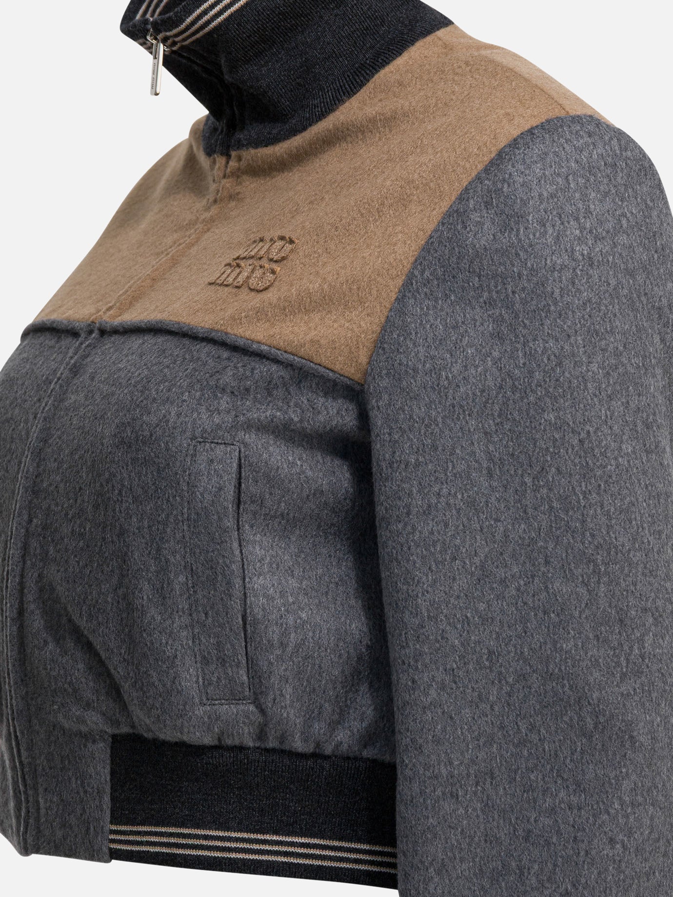 Bomber jackets Logo  Grey - Miu Miu Women | PDP | VIETTI Online Store | Zoom-Modal_4
