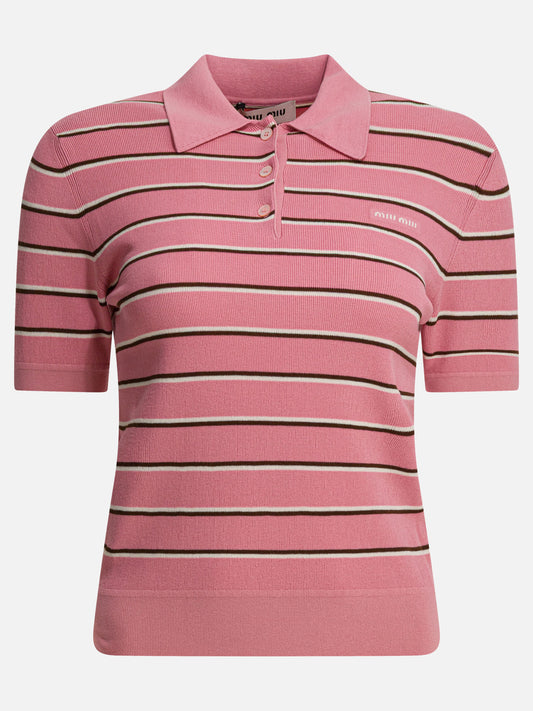 Polo shirts with buttons Striped  Pink - Miu Miu Women | PDP | VIETTI Online Store 
