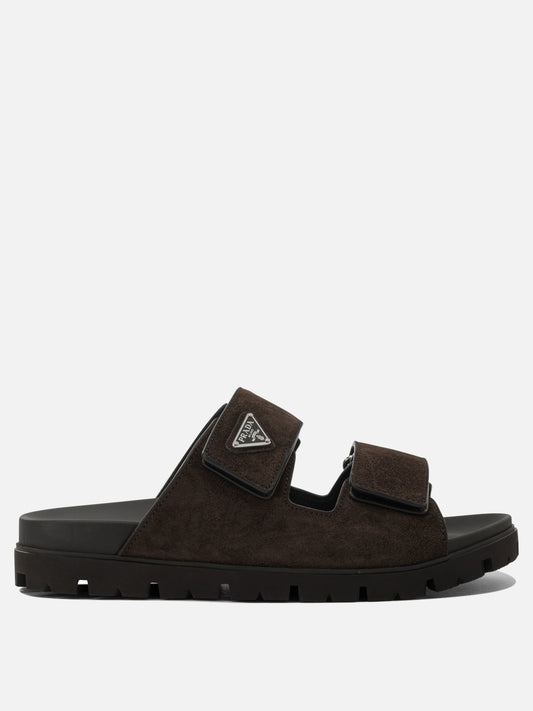 Slides 100% suede - 100% rubber  Brown - Prada Men | PLP | VIETTI Online Store 
