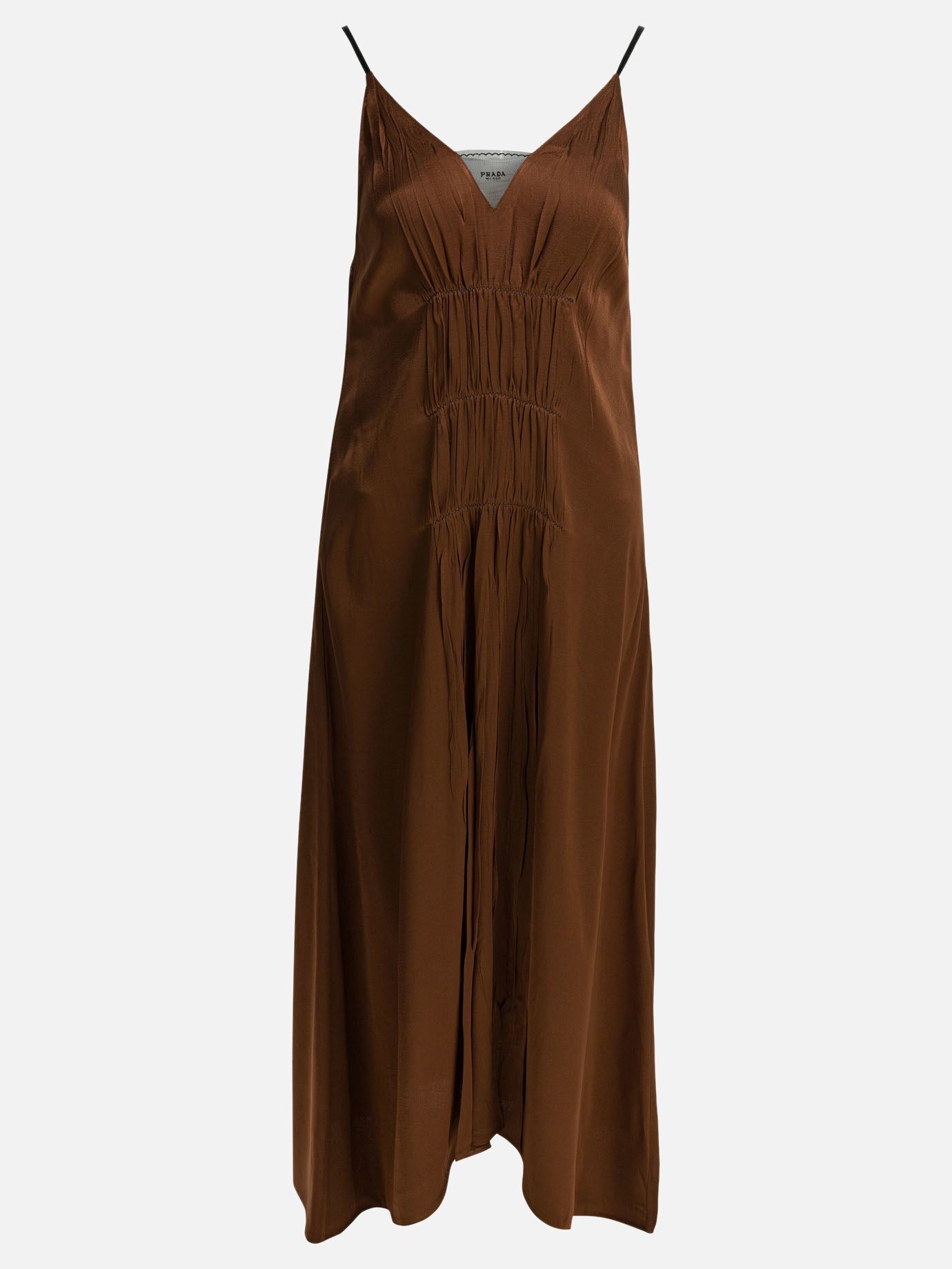 Long dresses Solid colour  Brown - Prada Women | PDP | VIETTI Online Store | thumbnail