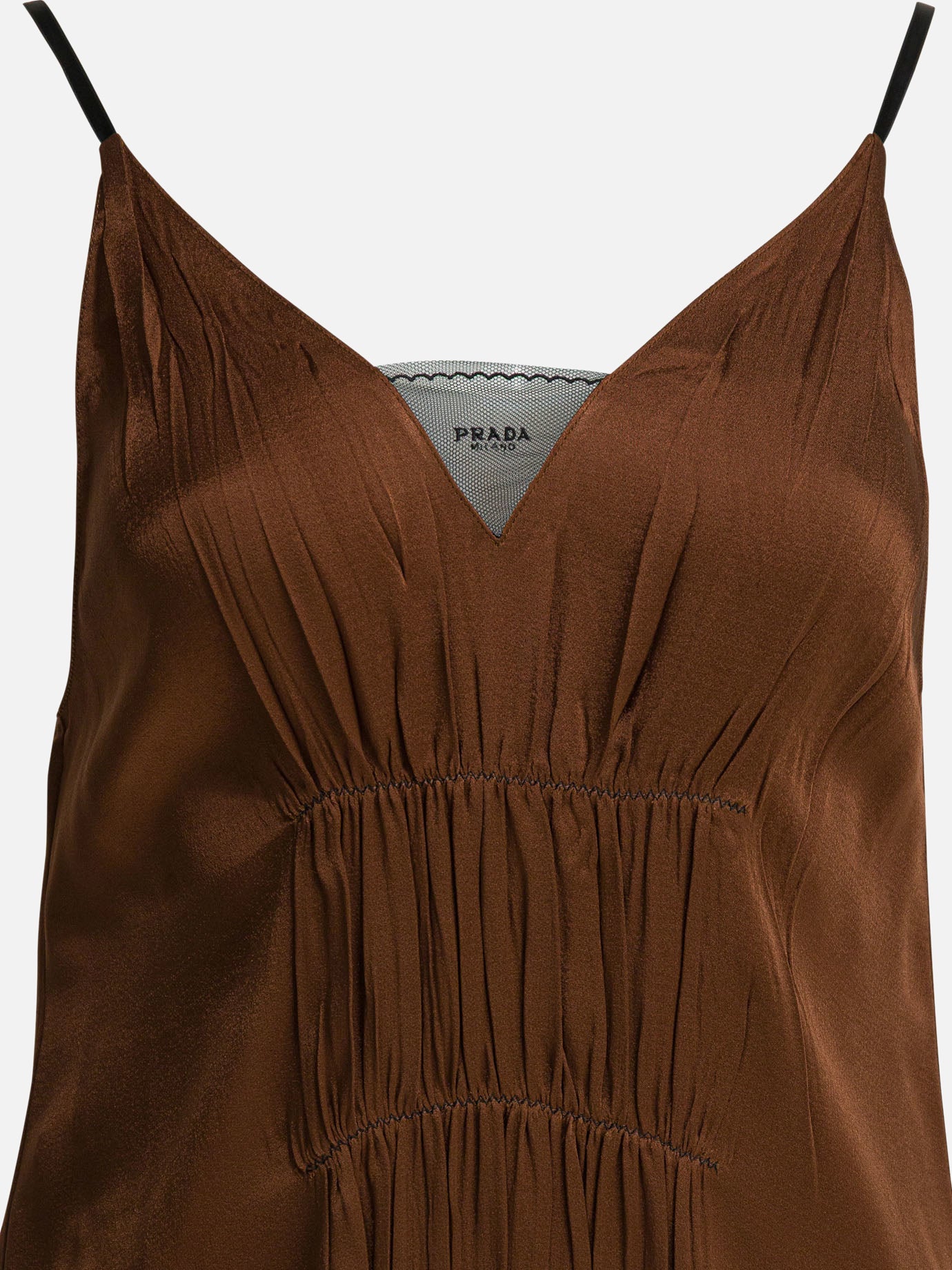 Long dresses Solid colour  Brown - Prada Women | PDP | VIETTI Online Store | Zoom-Modal_3
