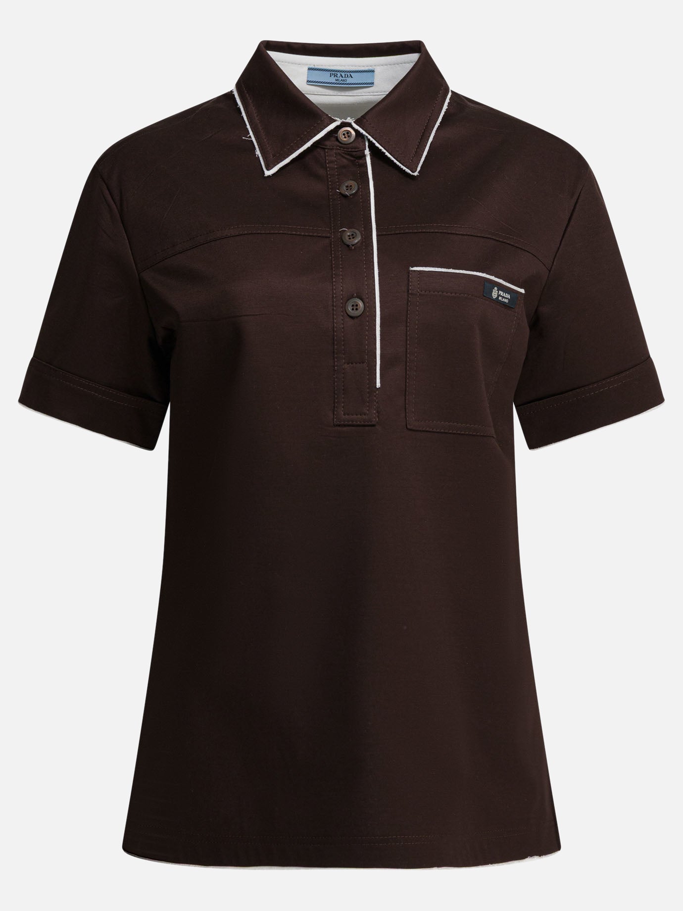 Polo shirts with buttons Solid colour  Brown - Prada Women | PDP | VIETTI Online Store | thumbnail