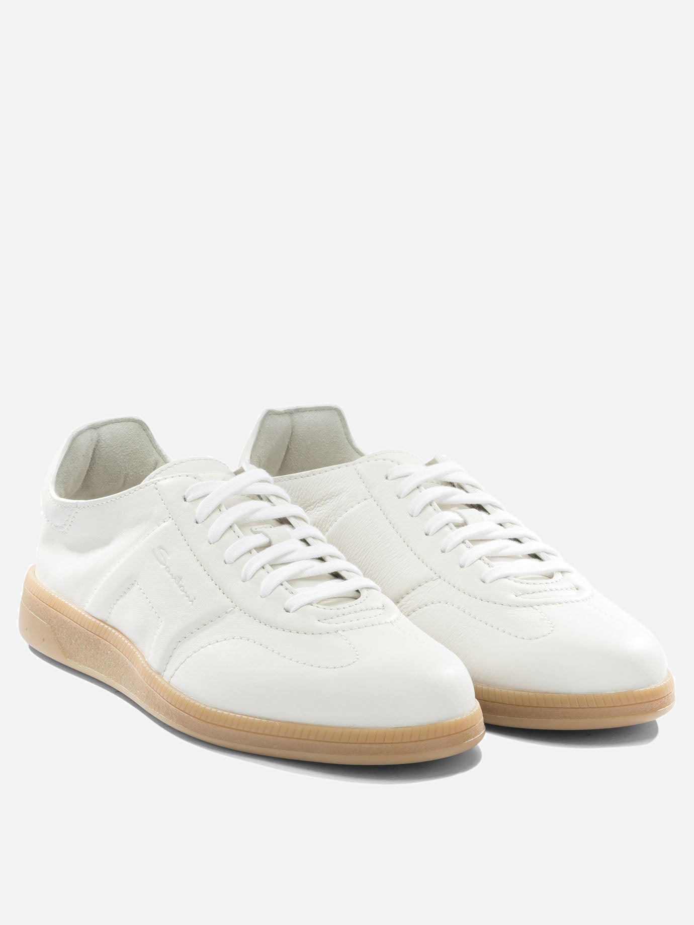 Low top sneakers 100% leather - 100% rubber  White - Santoni Men | PDP | VIETTI Online Store | thumbnail_2