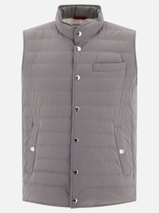 Vest jackets 83% nylon 17% elastane - Padding: down and feathers  Grey - Brunello Cucinelli Men | PLP | VIETTI Online Store 
