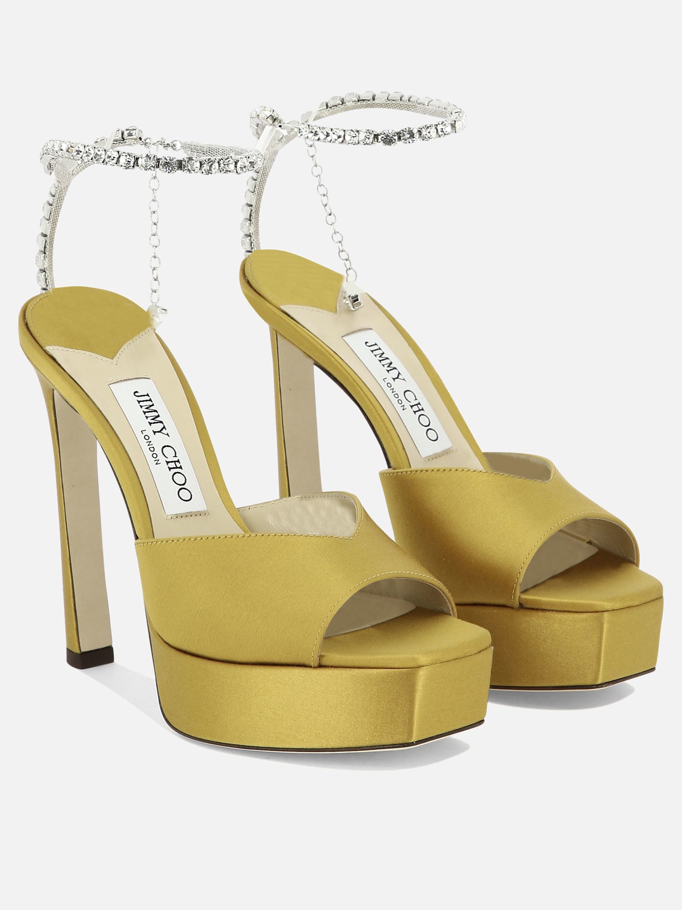 Heeled sandals 100% raso - 100% cuoio  Yellow - Jimmy Choo Women | PDP | VIETTI Online Store | Zoom-Modal_2

