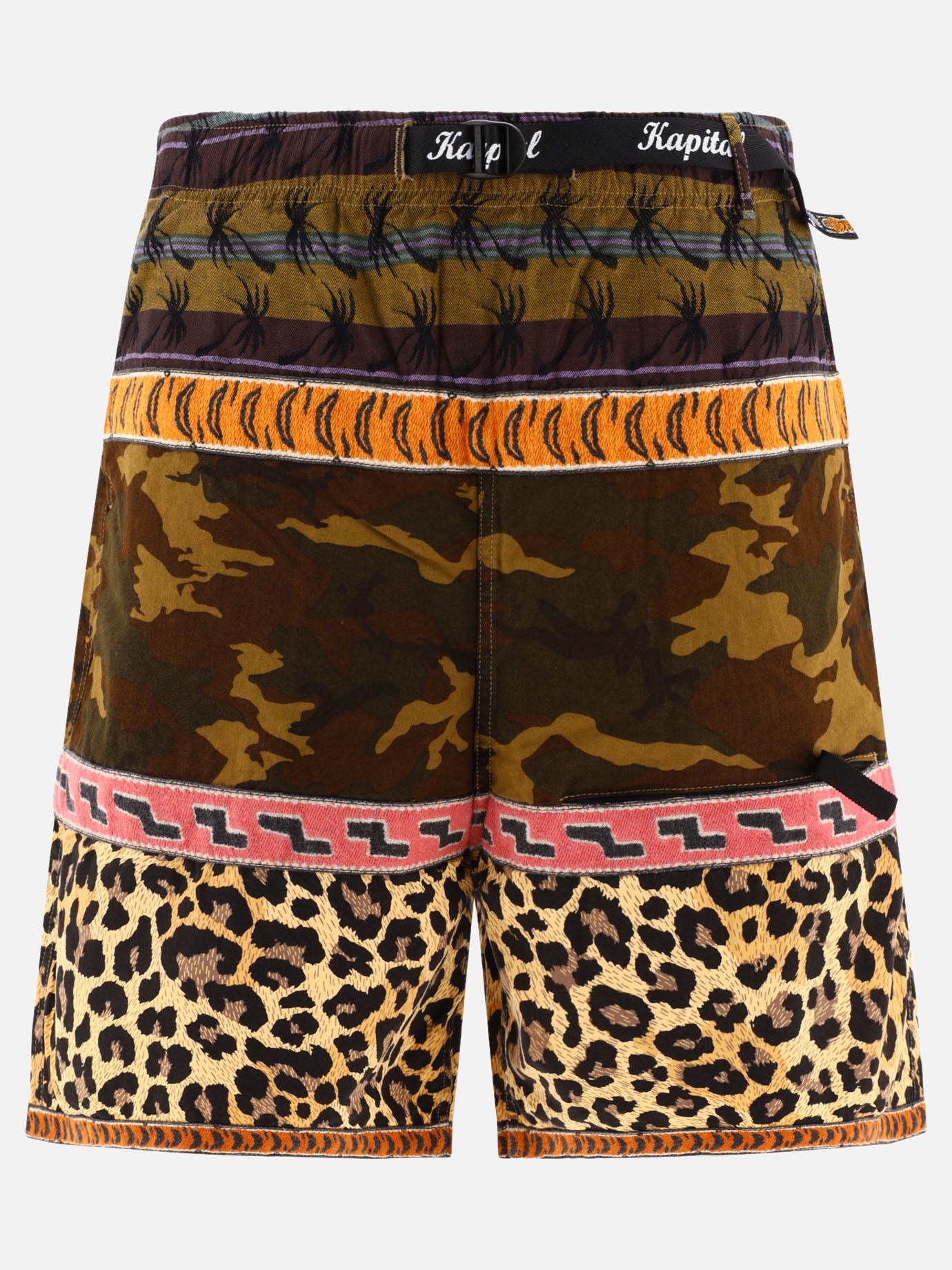 Drawstring shorts 85% cotone 15% lino  Brown - KAPITAL Men | PDP | VIETTI Online Store | Zoom-Modal
