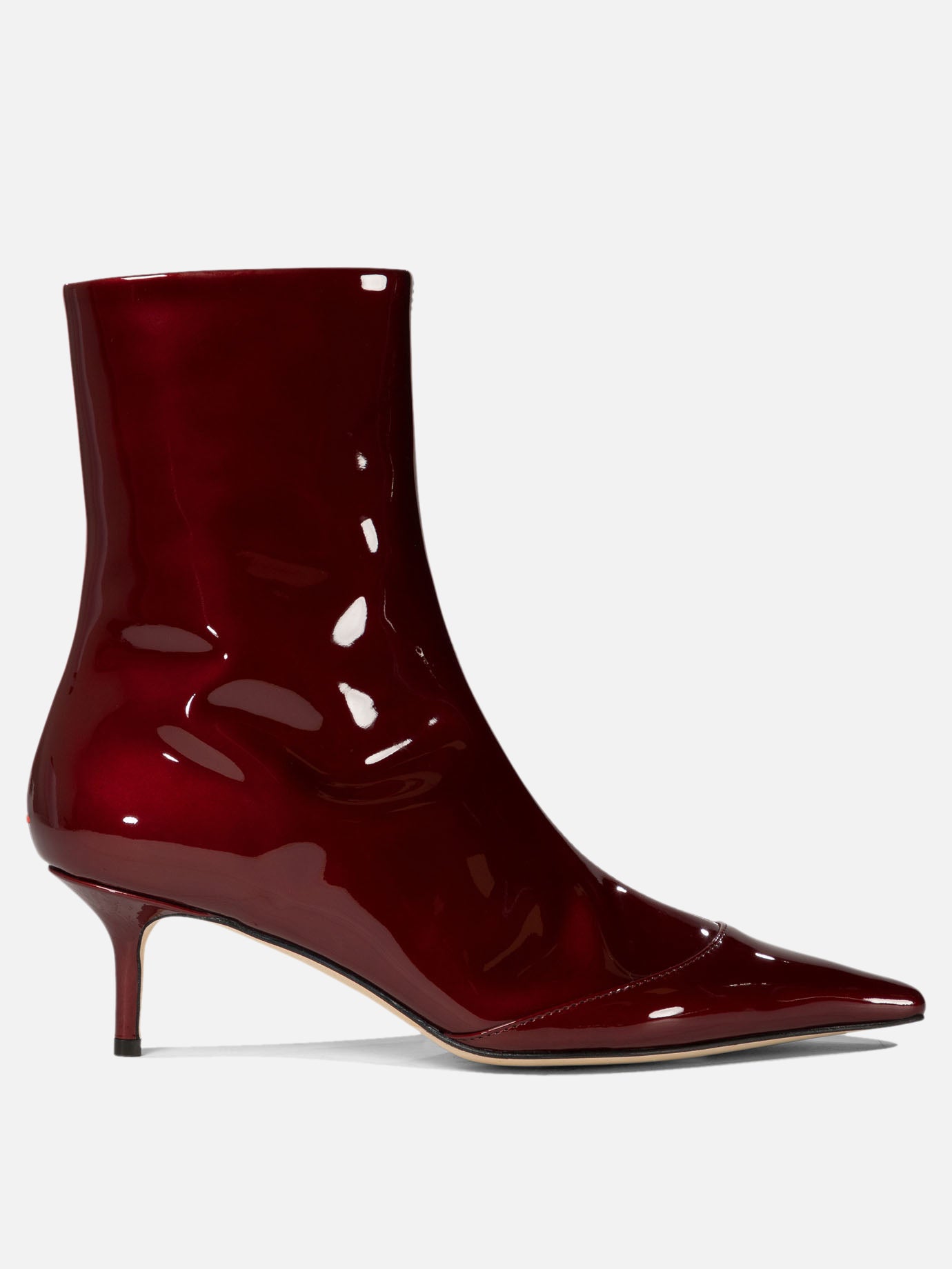 Aeyde "Roe" patent leather ankle boots Bordeaux