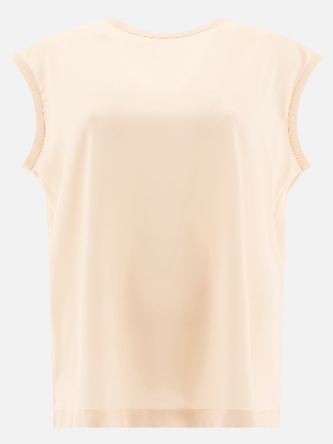 Stretch silk satin t-shirt with monili