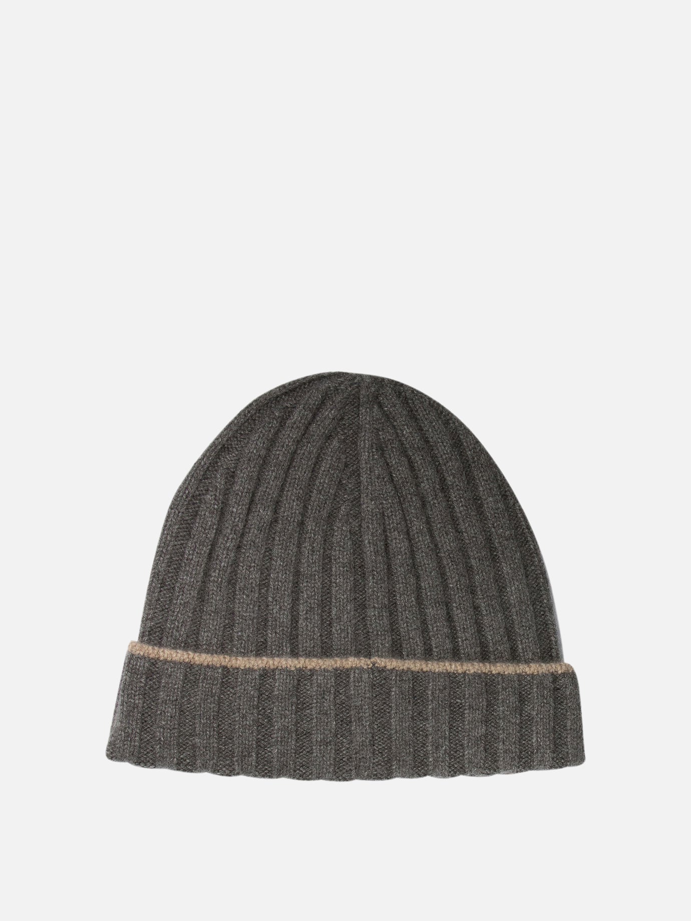 Ribbed cashmere knit beanie