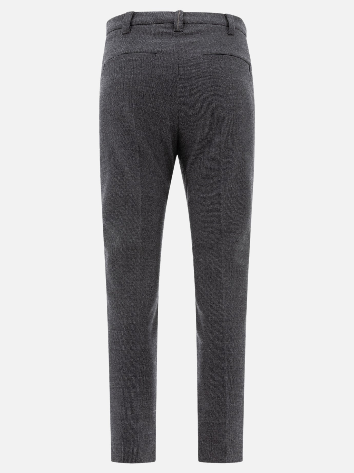 Brunello Cucinelli Wool cigarette trousers with monili Grey