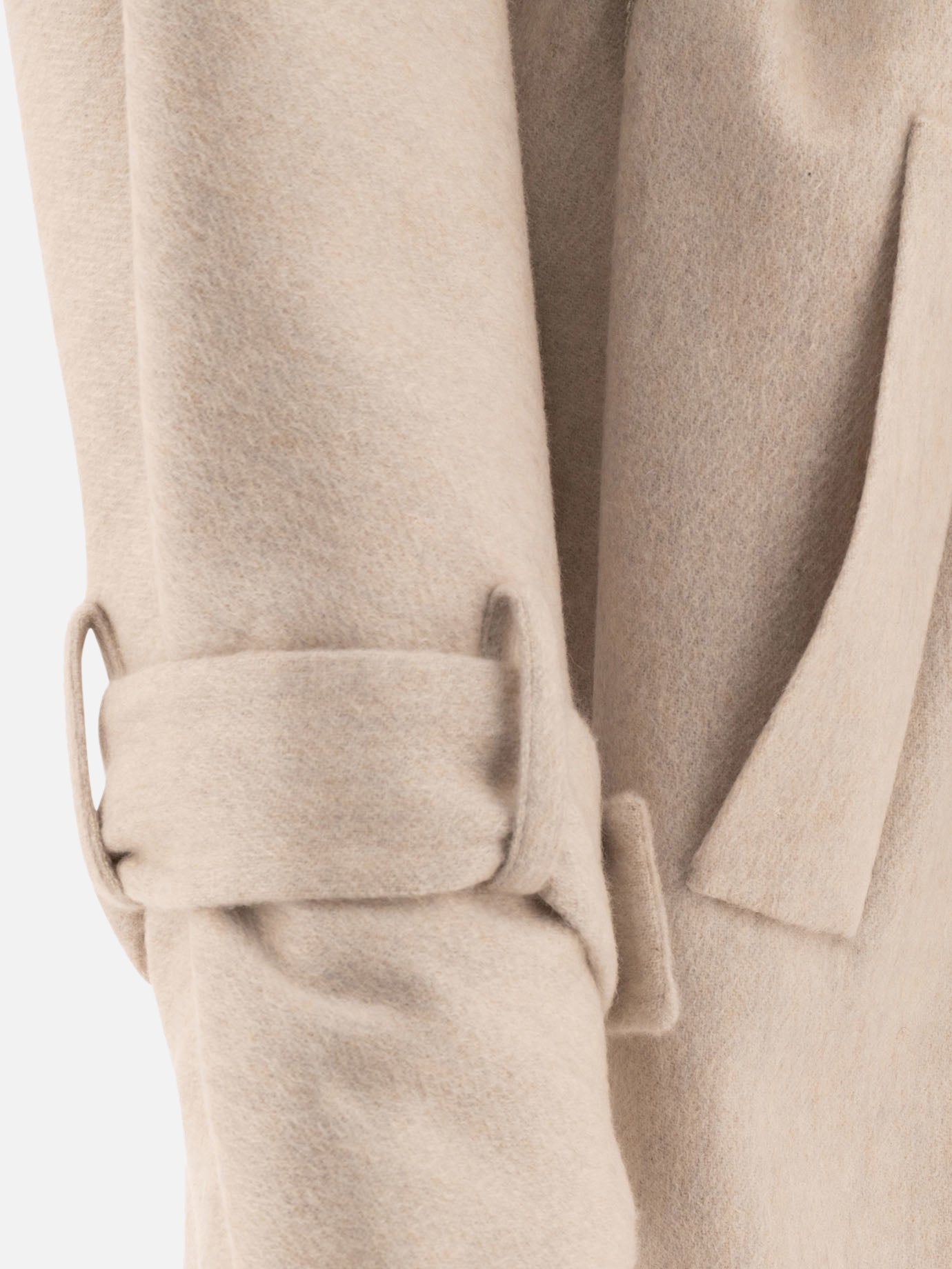 Hand-crafted coat in cashmere double beaver cloth with monili