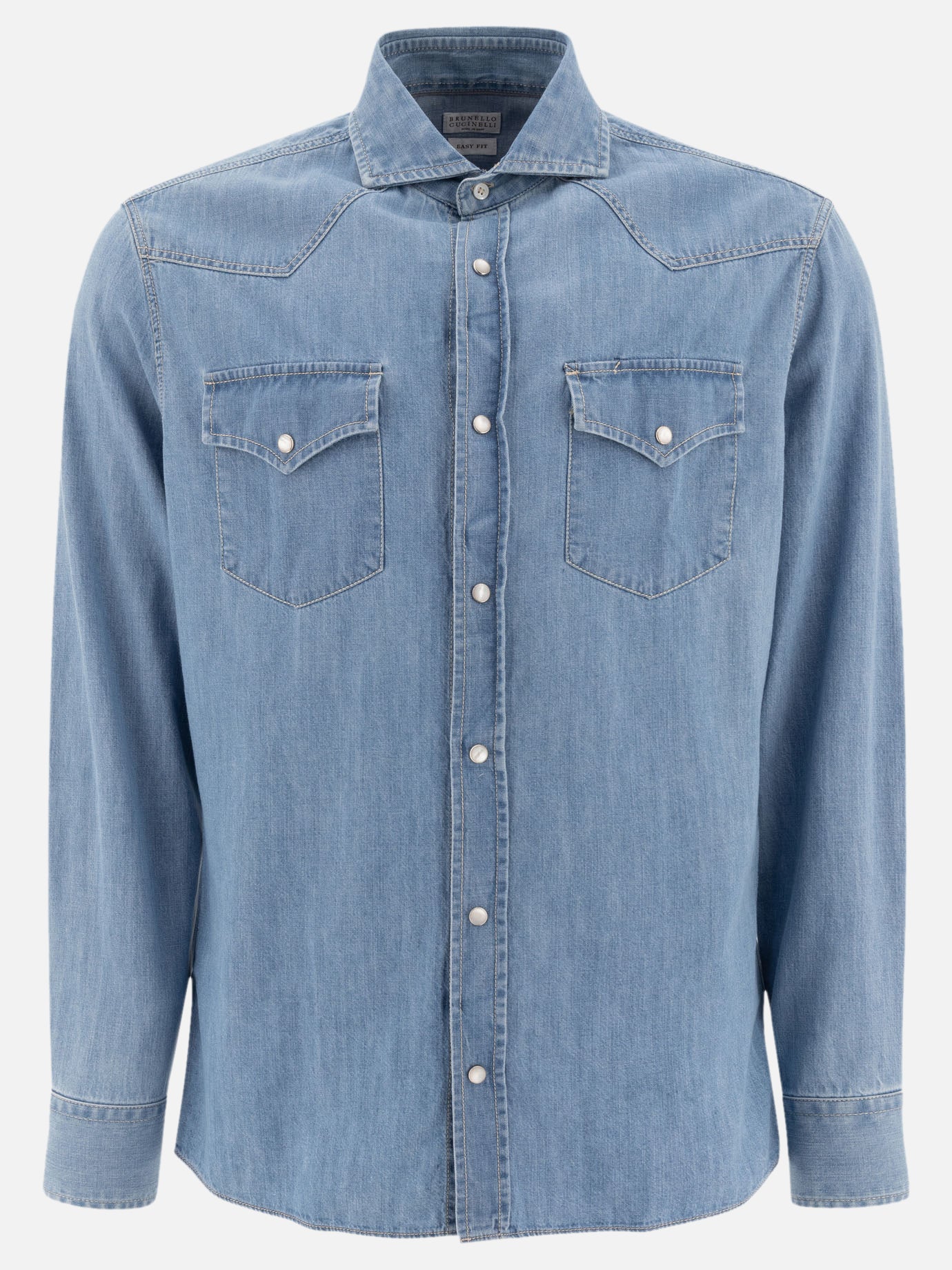 Brunello Cucinelli Western-style denim shirt Light blue