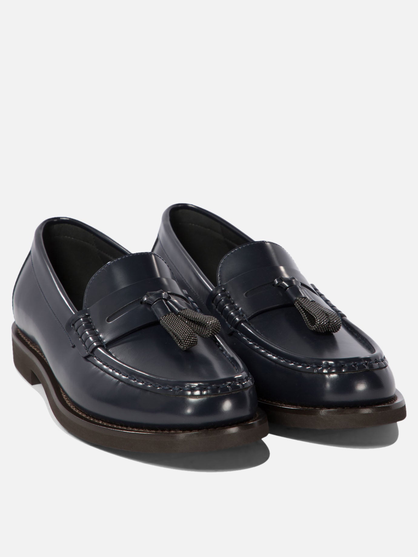 Brunello Cucinelli Loafers with Shiny Tassels Blue