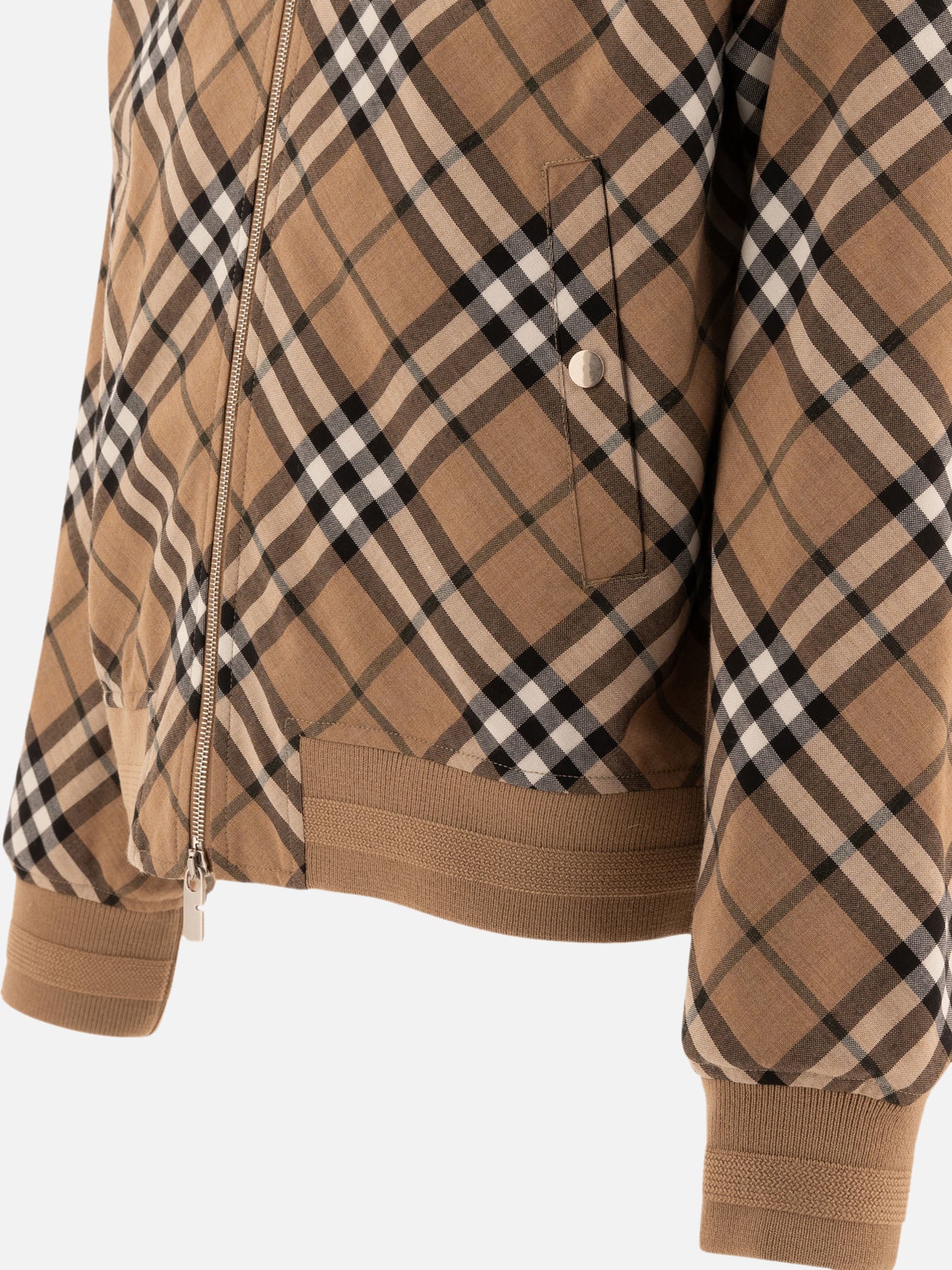 Burberry Check wool blend "Harrington" jacket Beige