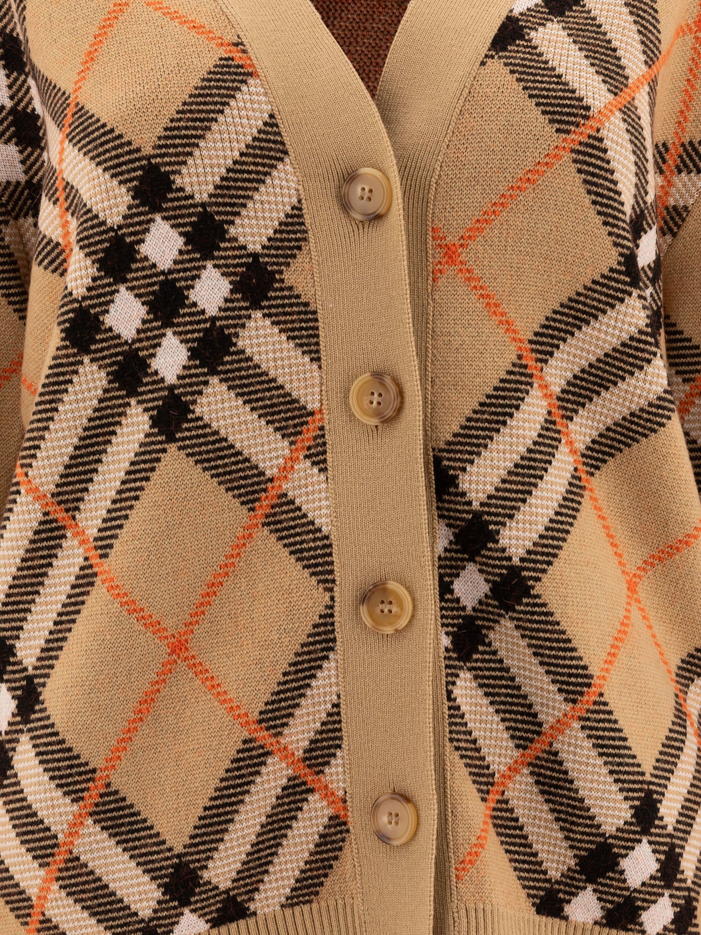 Burberry Wool-blend check cardigan Beige