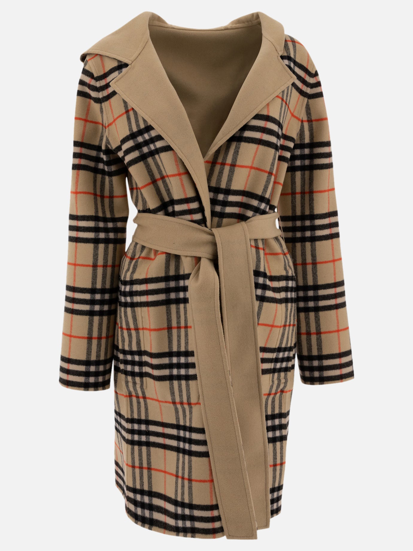 Burberry Reversible car coat in Check wool Beige