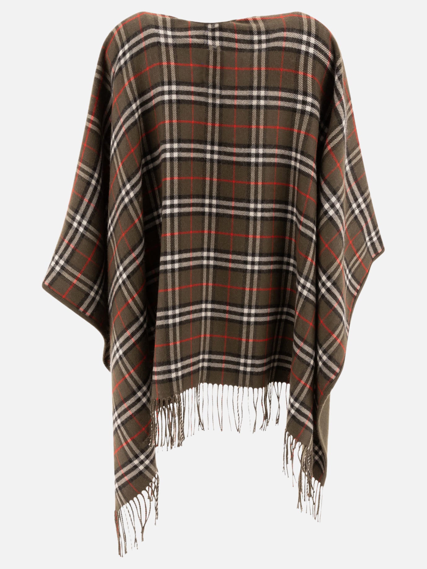 Burberry Reversible cape in Check wool Green