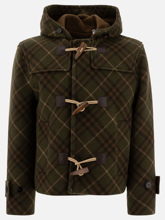 Check duffle coat