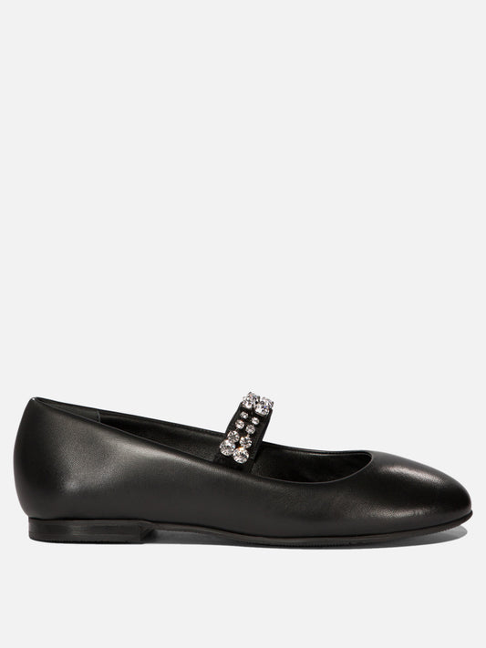 Casadei Ballet flats with crystals Black