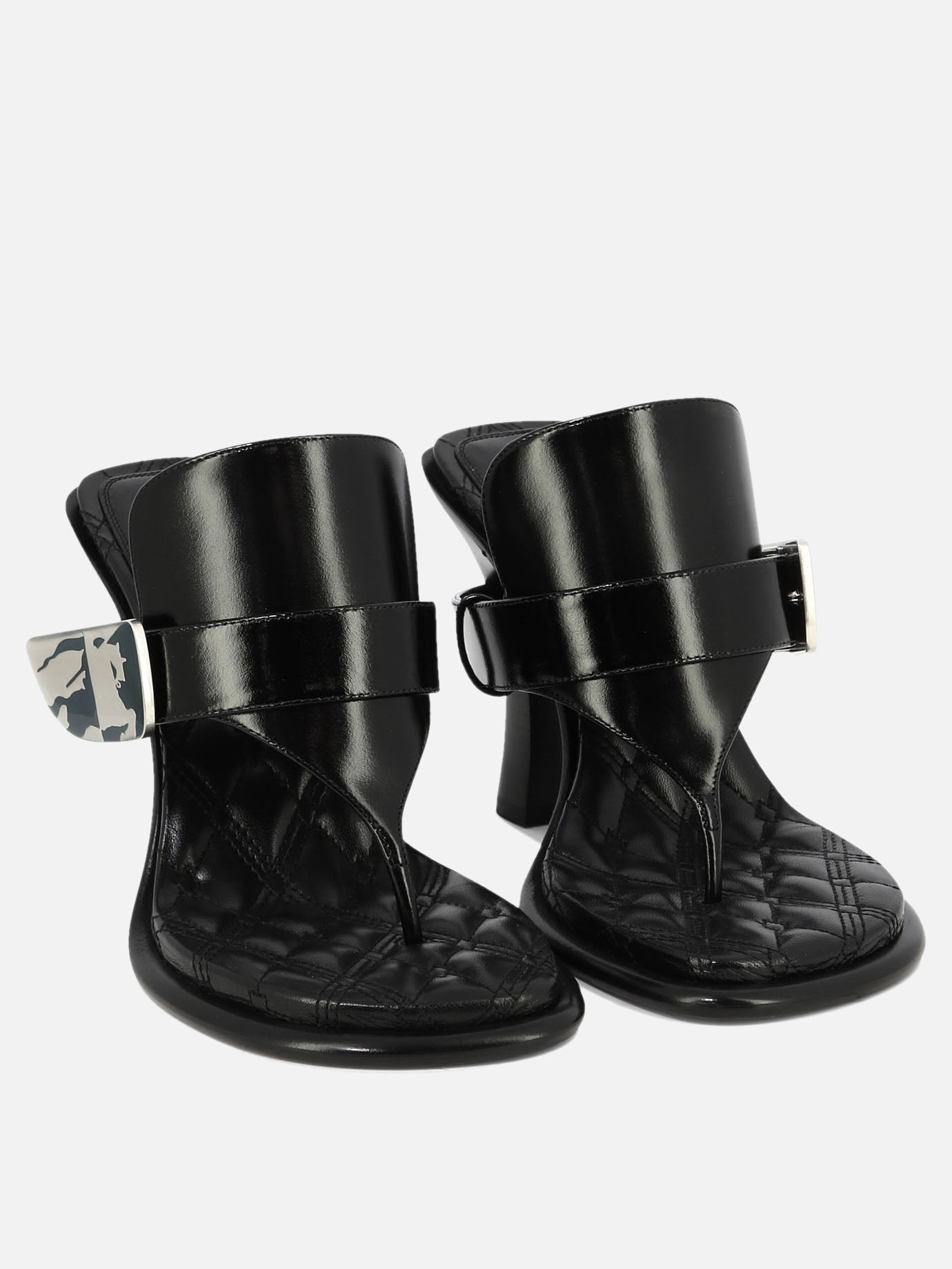 Heeled sandals 100% calf leather - 100% leather  Black - Burberry Women | PDP | VIETTI Online Store | thumbnail_2