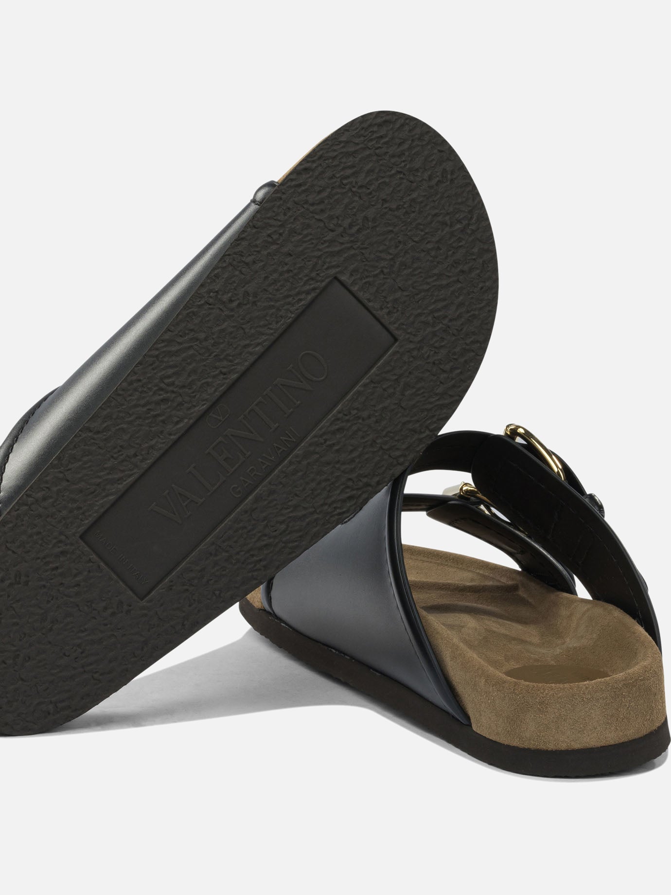 Flat sandals 100% calf leather - 100% rubber  Black - Valentino Garavani Women | PDP | VIETTI Online Store | thumbnail_5