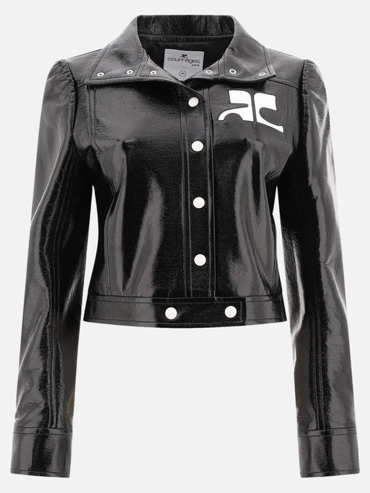 Leather jackets Solid colour  Black - Courrèges Women | PLP | VIETTI Online Store 
